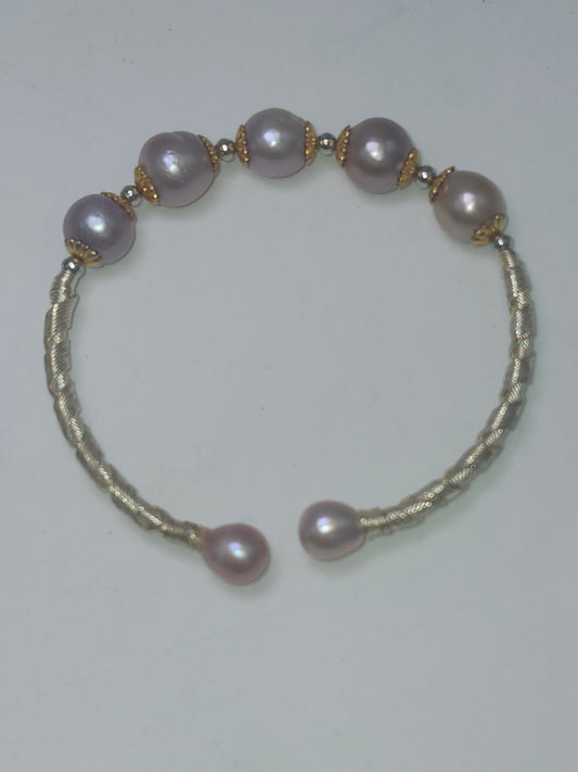 -14K- Gold-Plated Natural Pearl Bangle