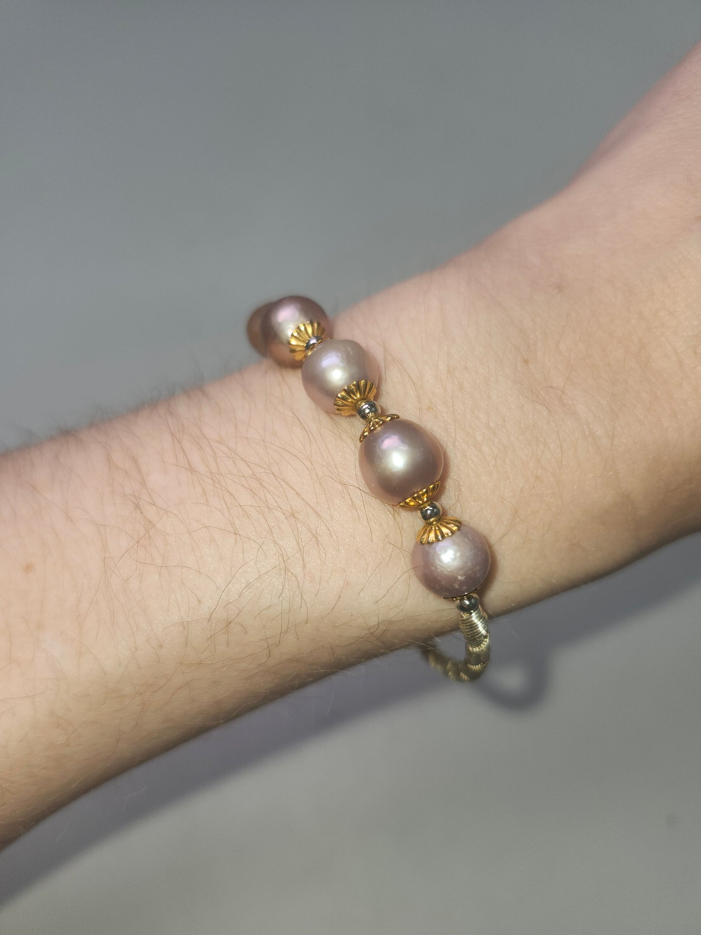 *14K* Gold-Plated Natural Pearl Bangle