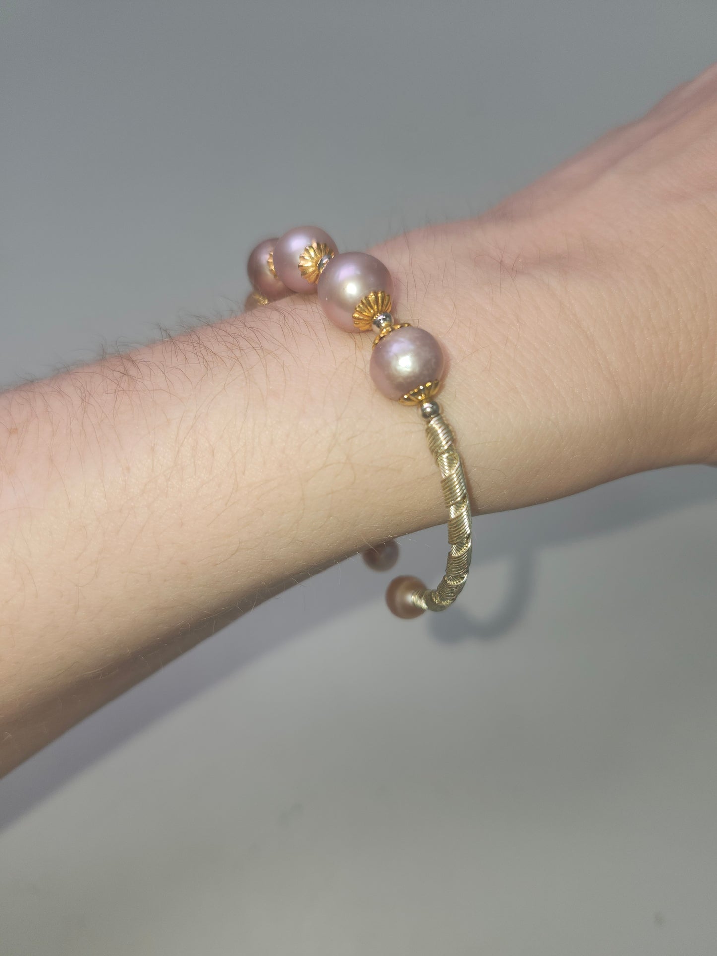 *14K* Gold-Plated Natural Pearl Bangle