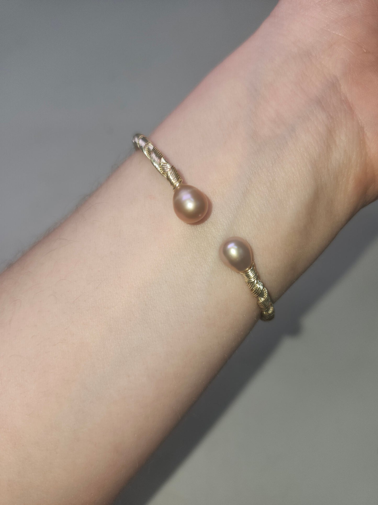 *14K* Gold-Plated Natural Pearl Bangle
