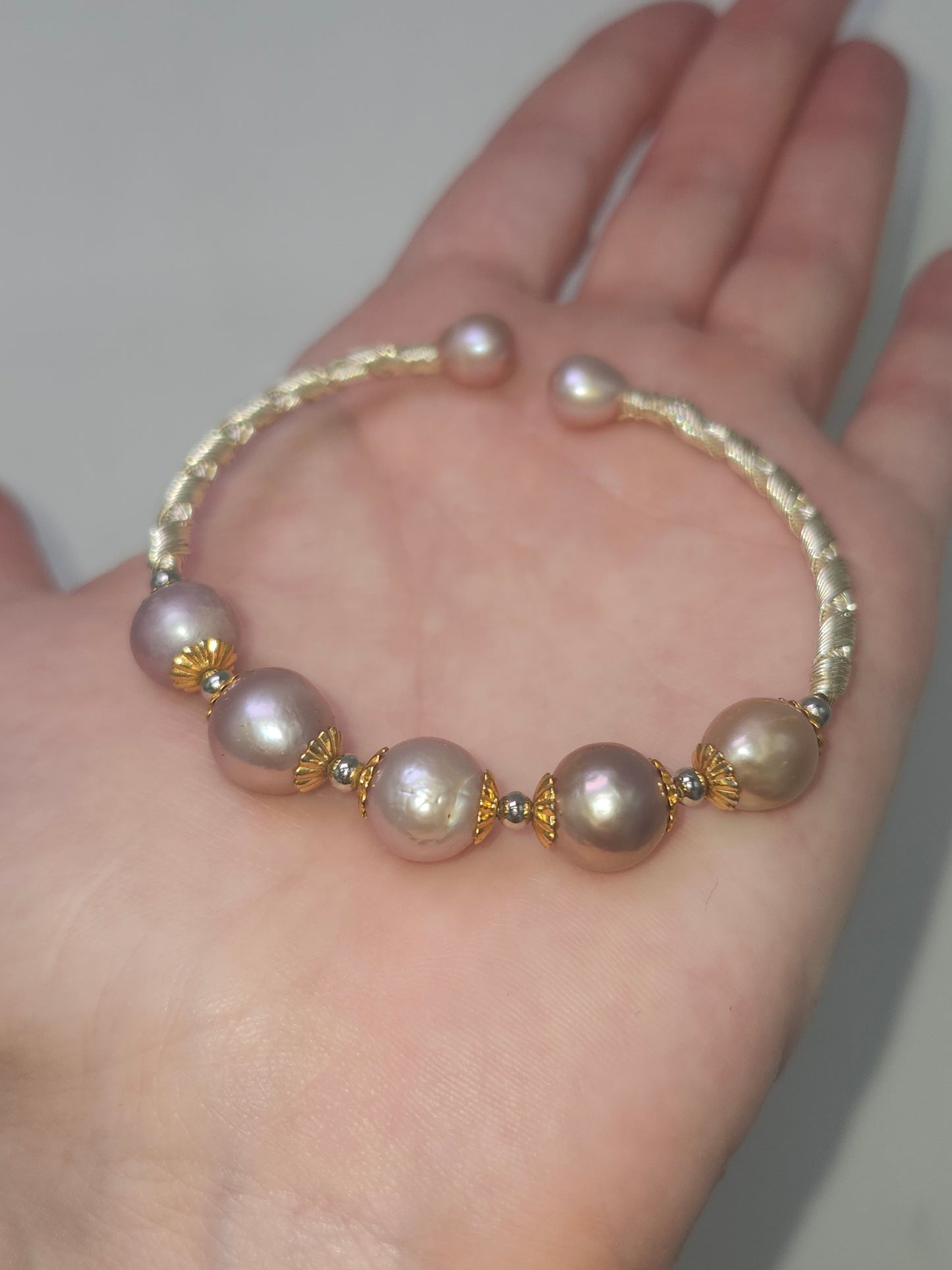 *14K* Gold-Plated Natural Pearl Bangle