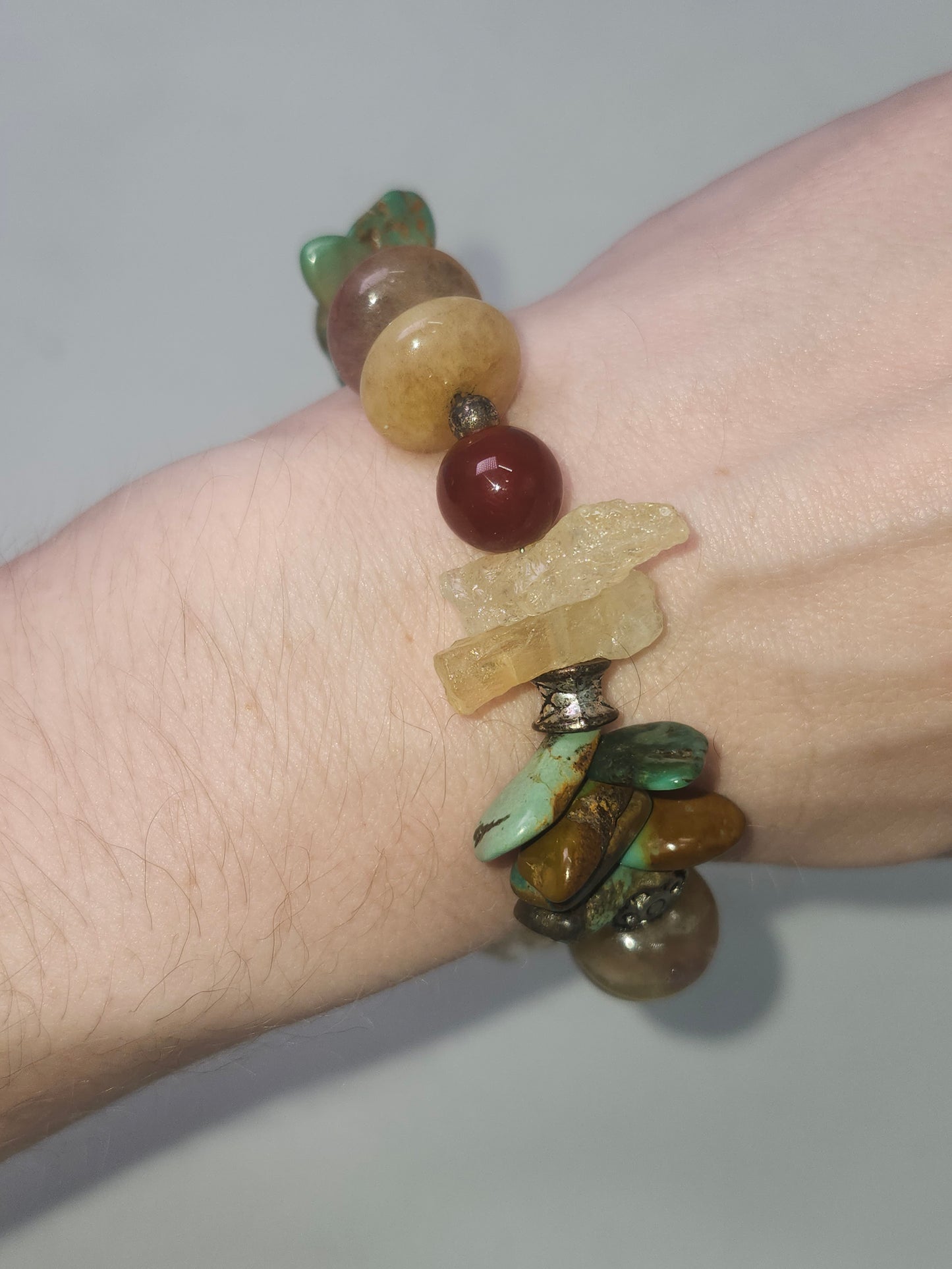 *Boho Style* Silverplated Multi-Gemstone Bracelet