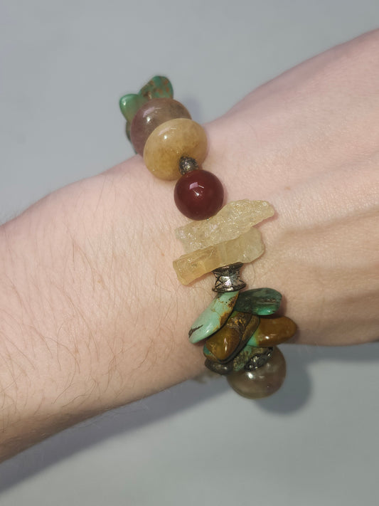 -Boho Style- Silverplated Multi-Gemstone Bracelet