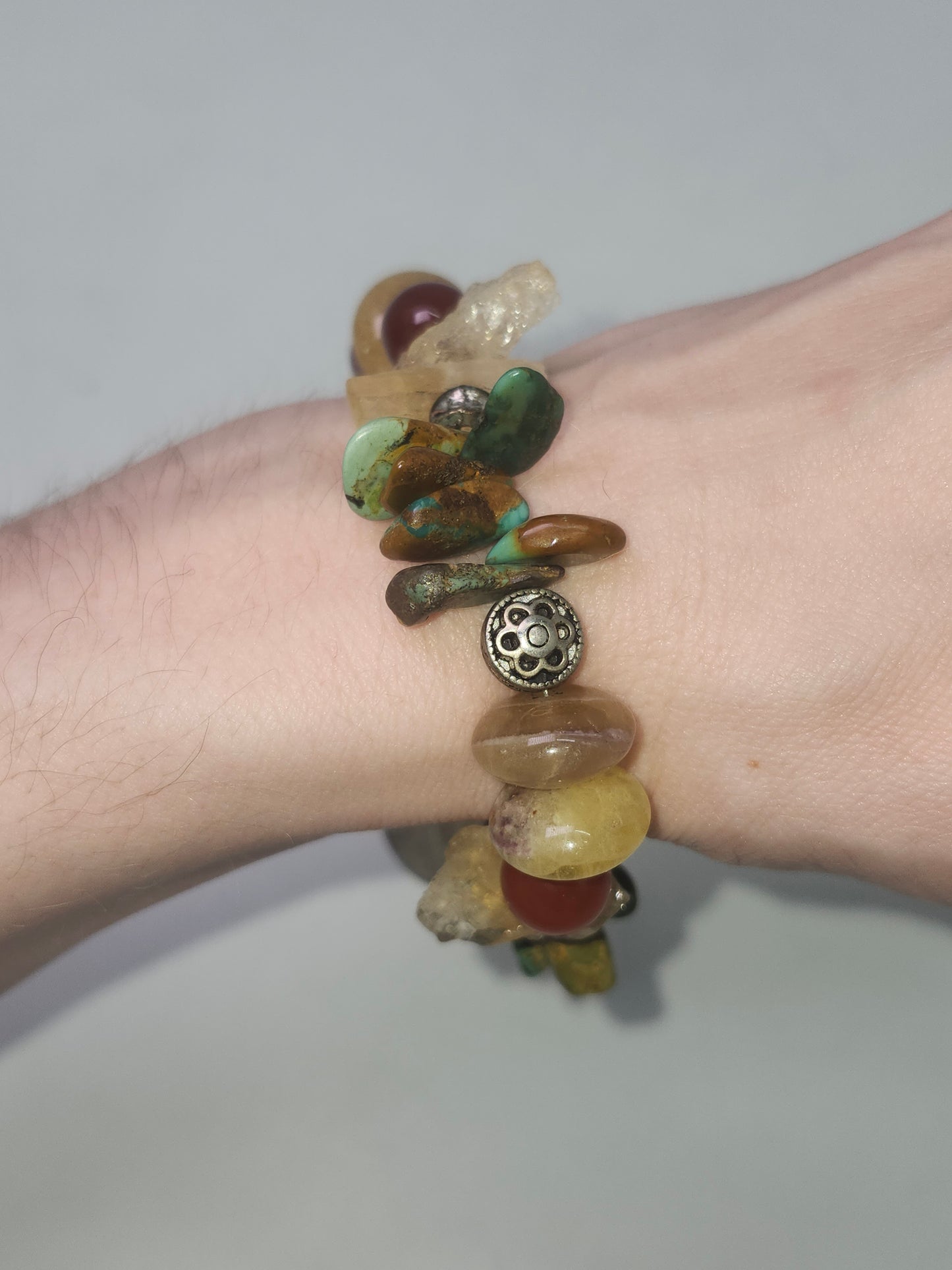 *Boho Style* Silverplated Multi-Gemstone Bracelet
