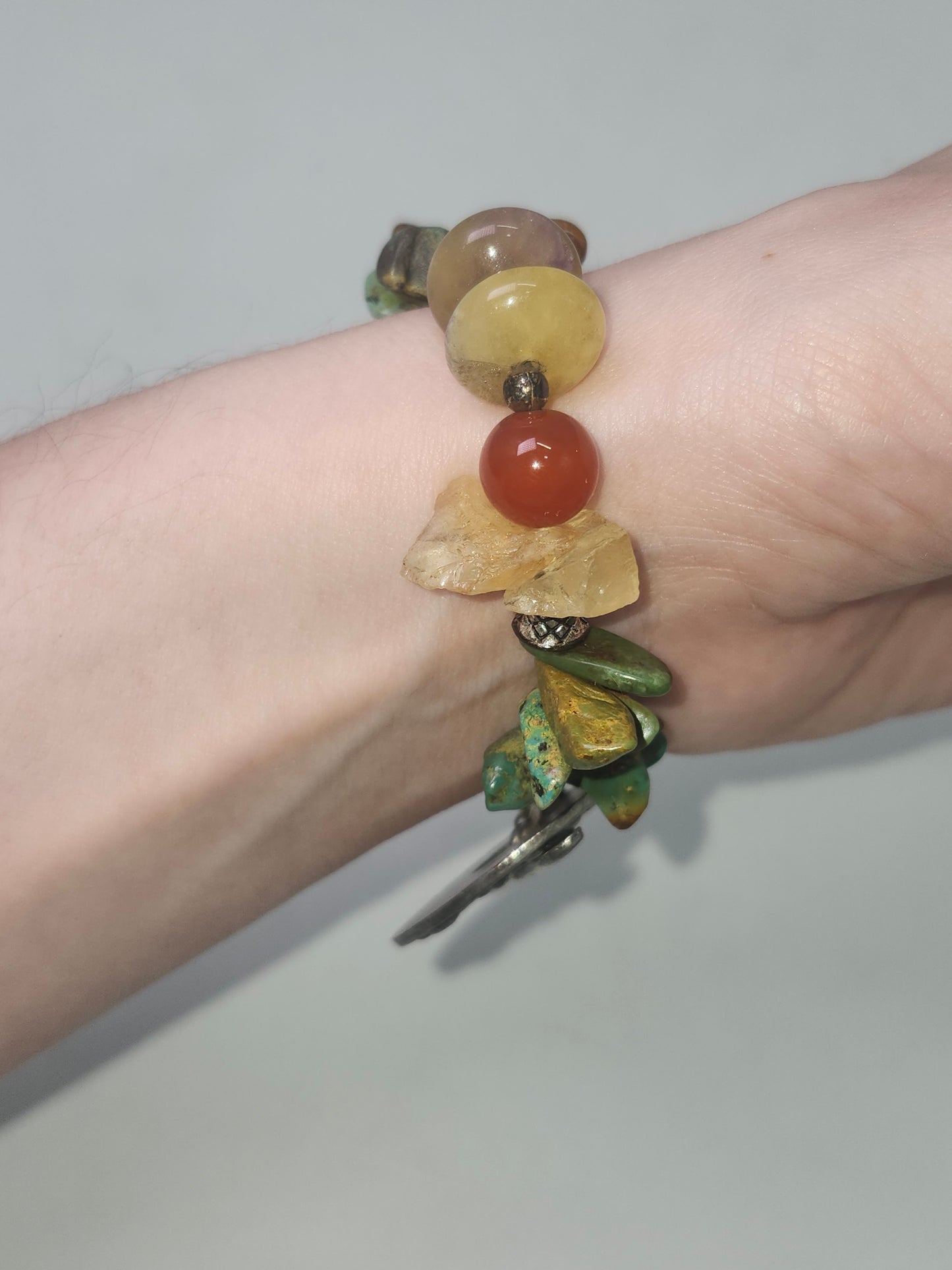 *Boho Style* Silverplated Multi-Gemstone Bracelet