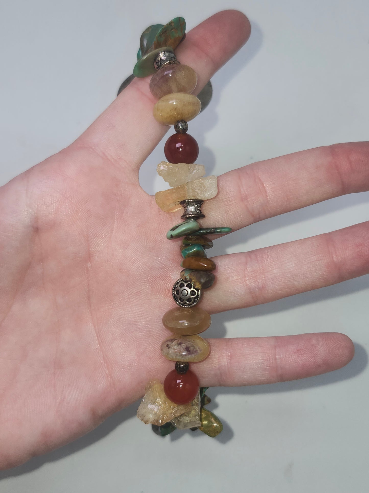 *Boho Style* Silverplated Multi-Gemstone Bracelet