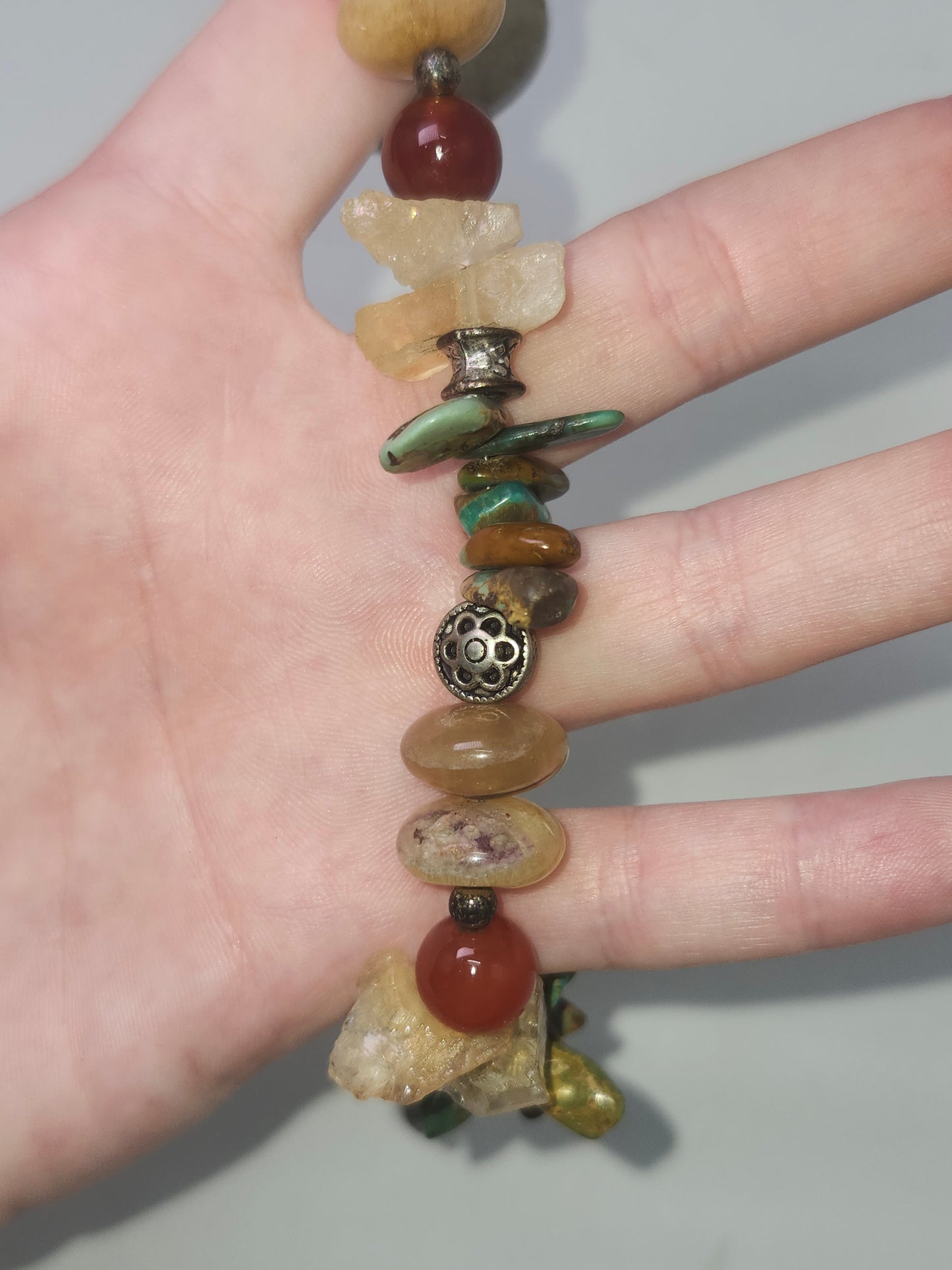 *Boho Style* Silverplated Multi-Gemstone Bracelet