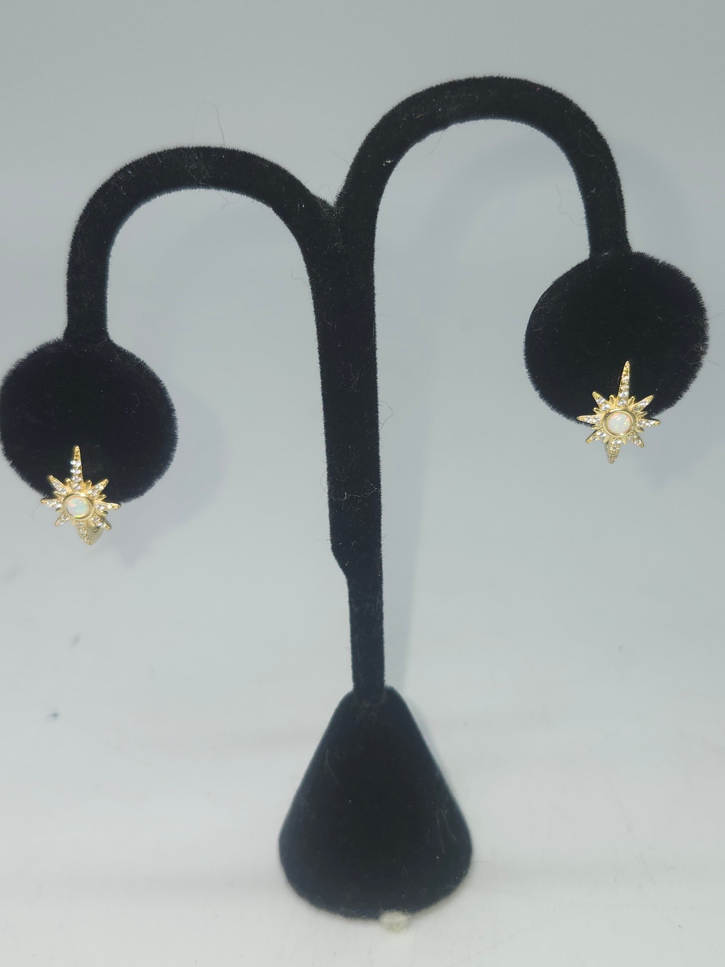 *925* Gold-Plated Vermeil Starburst Earrings with Lab Opals