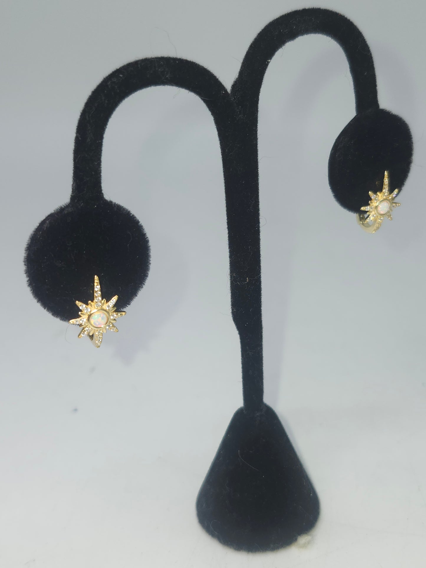 *925* Gold-Plated Vermeil Starburst Earrings with Lab Opals