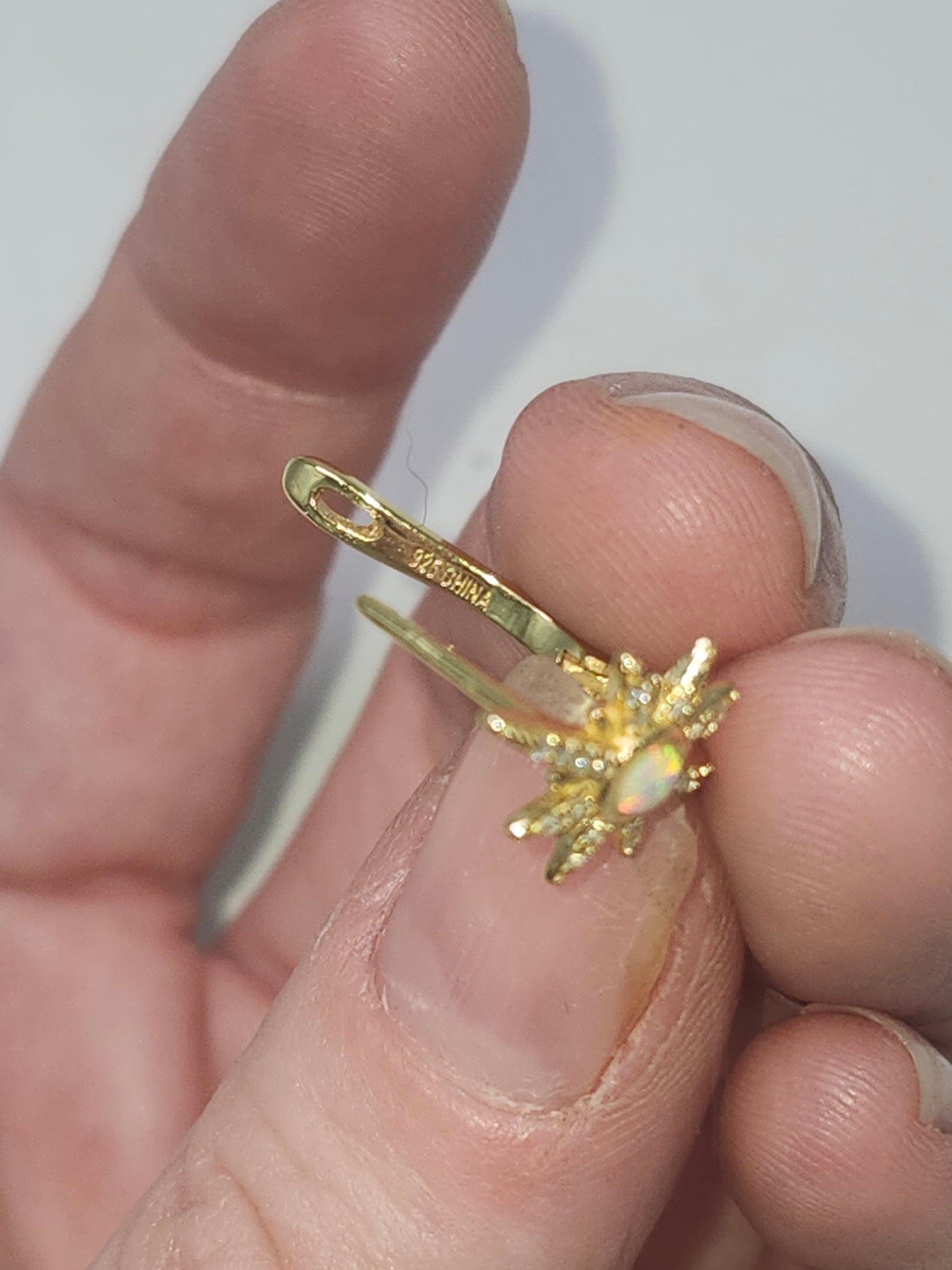 *925* Gold-Plated Vermeil Starburst Earrings with Lab Opals