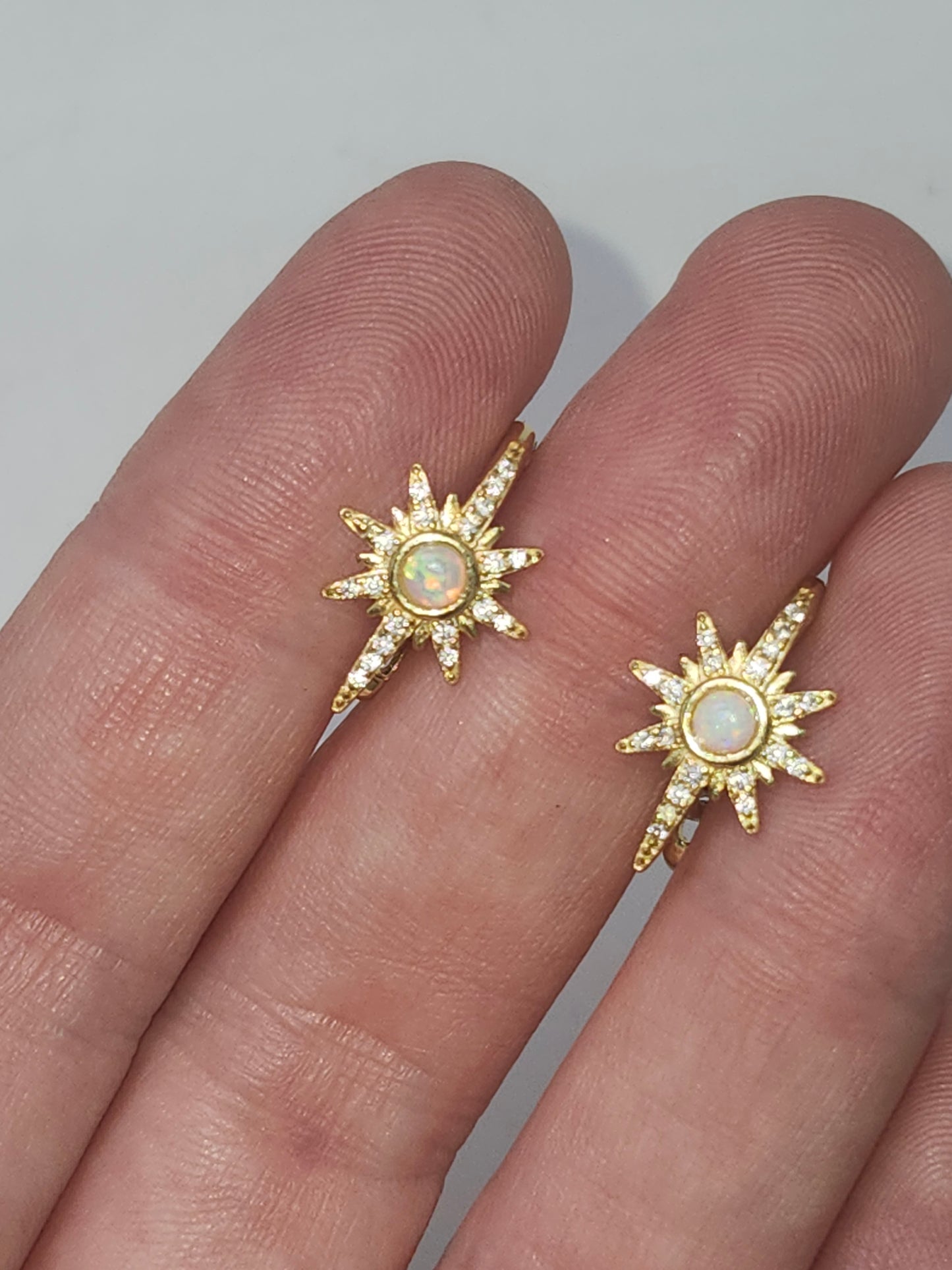 *925* Gold-Plated Vermeil Starburst Earrings with Lab Opals