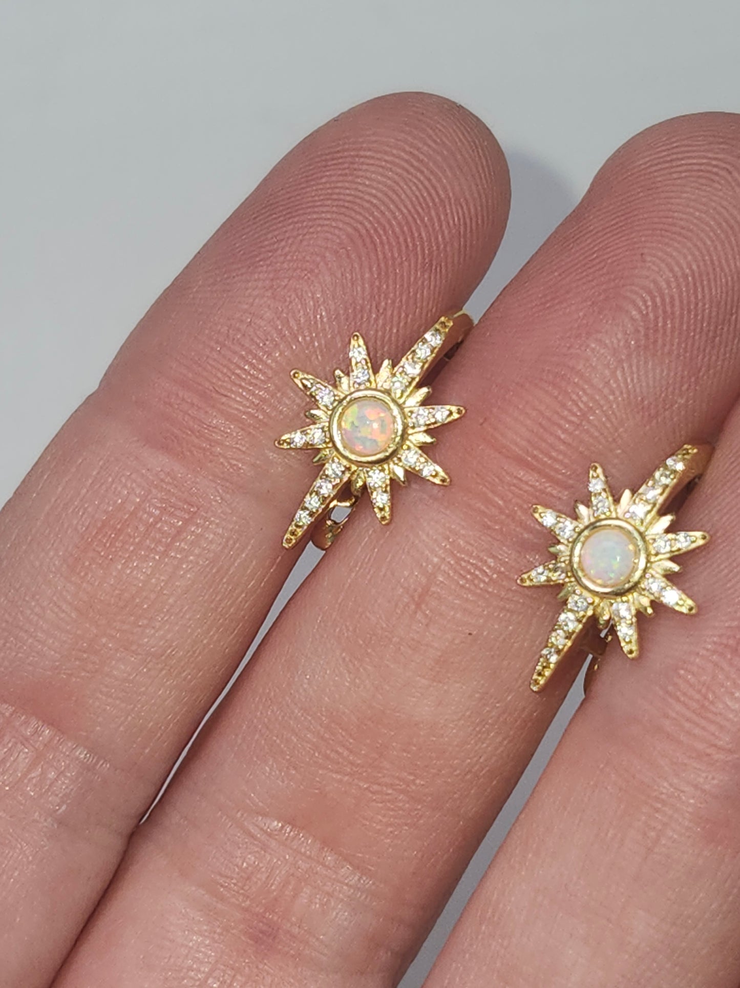 *925* Gold-Plated Vermeil Starburst Earrings with Lab Opals