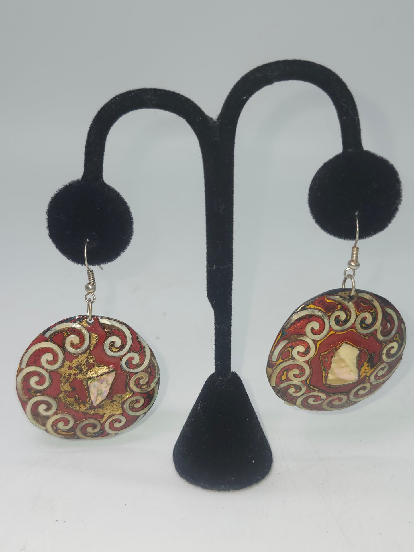 *Abalone* Inlaid Tribal Dangle Earrings