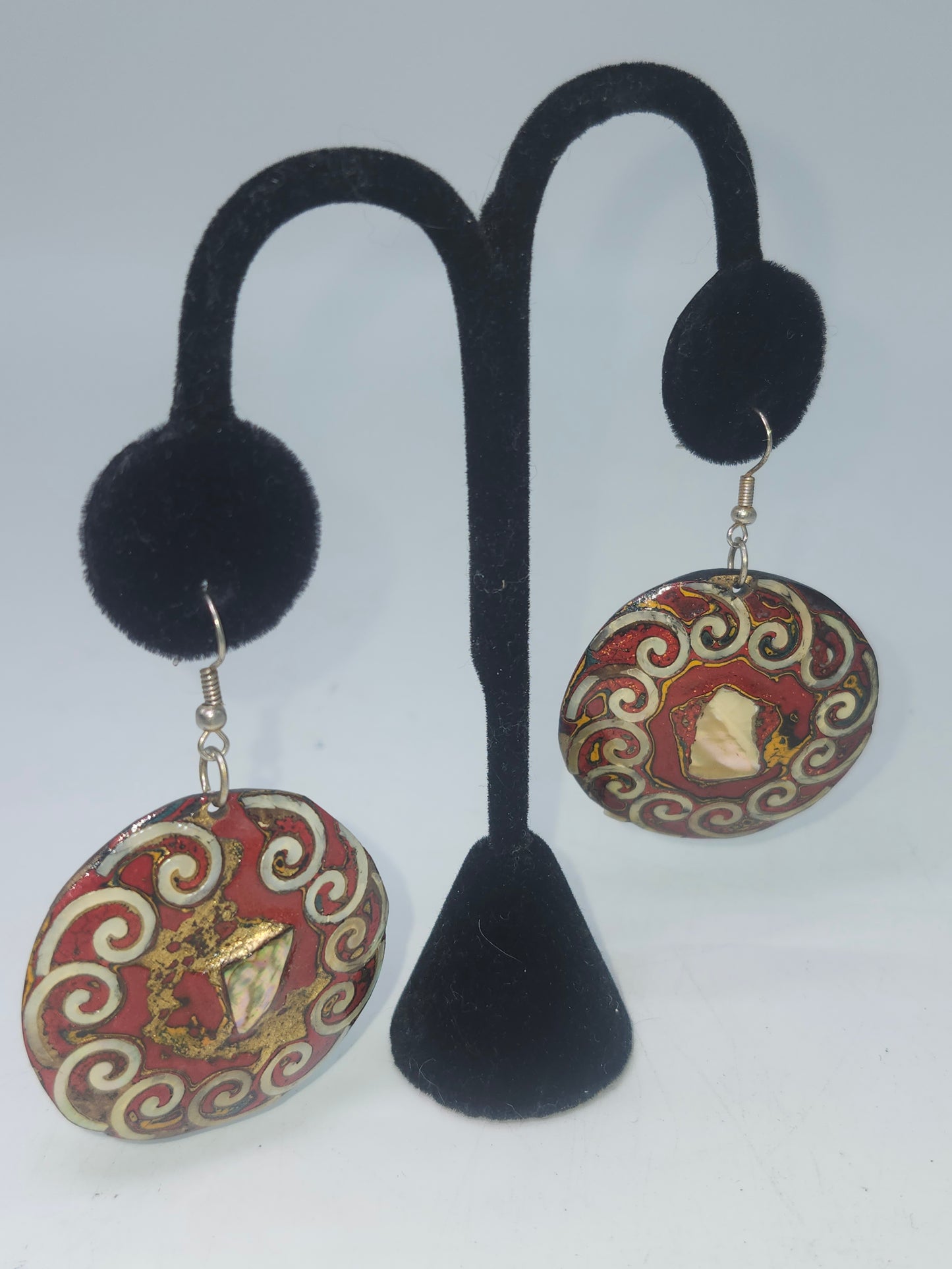 *Abalone* Inlaid Tribal Dangle Earrings