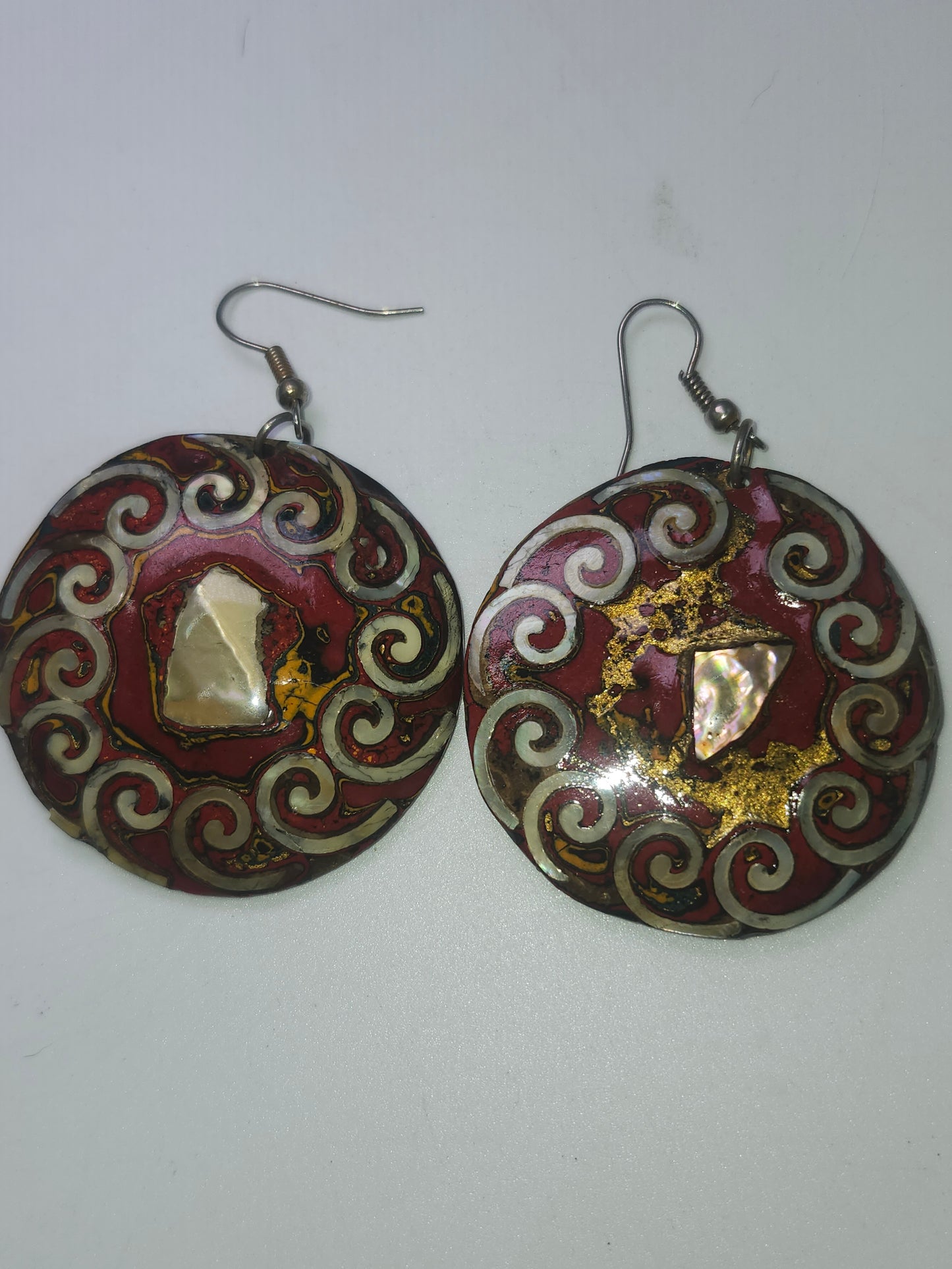 *Abalone* Inlaid Tribal Dangle Earrings
