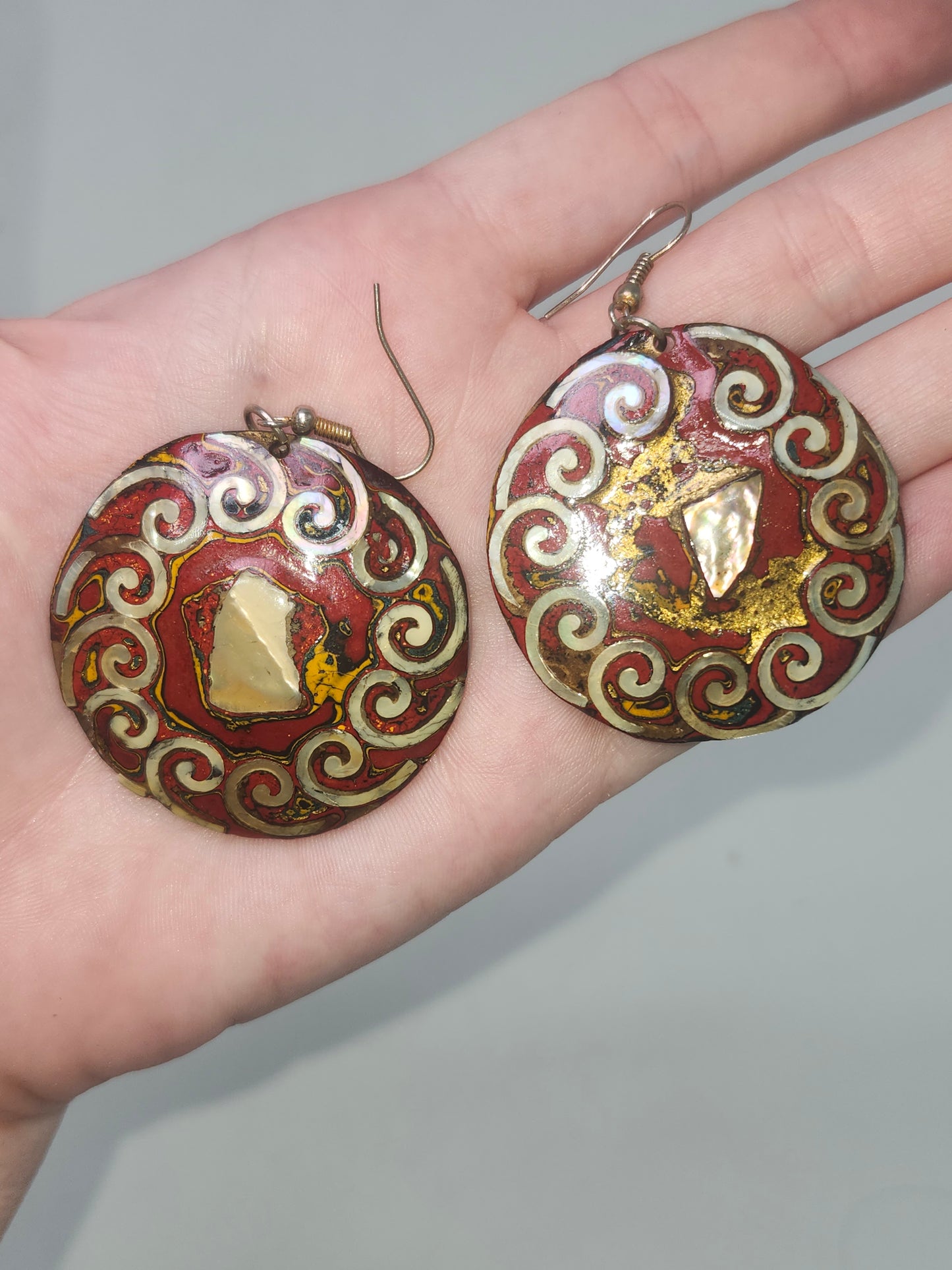 *Abalone* Inlaid Tribal Dangle Earrings