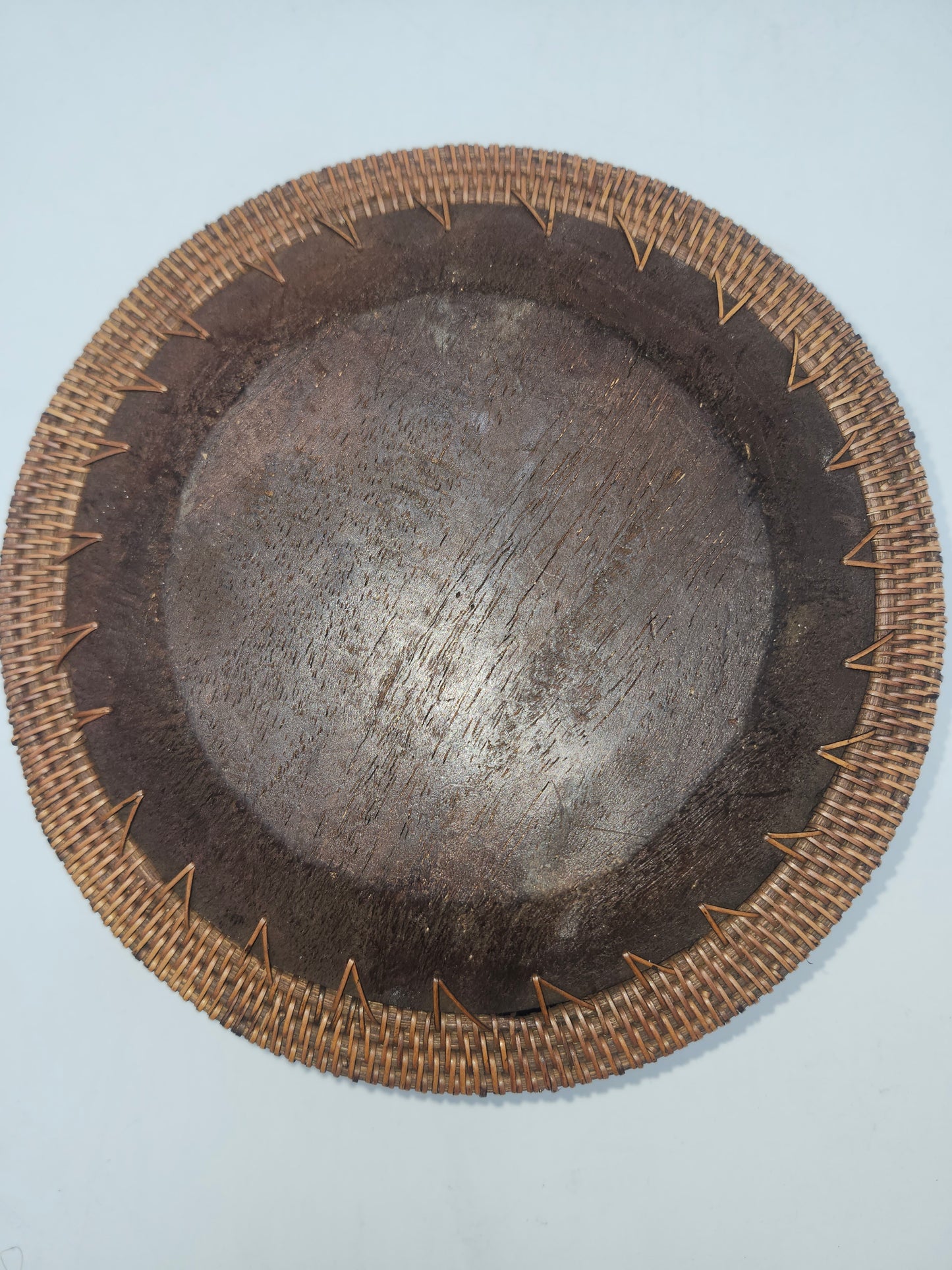 *Indonesian* Hand-Woven & Carved Rattan Trinket Box with Wooden Lid