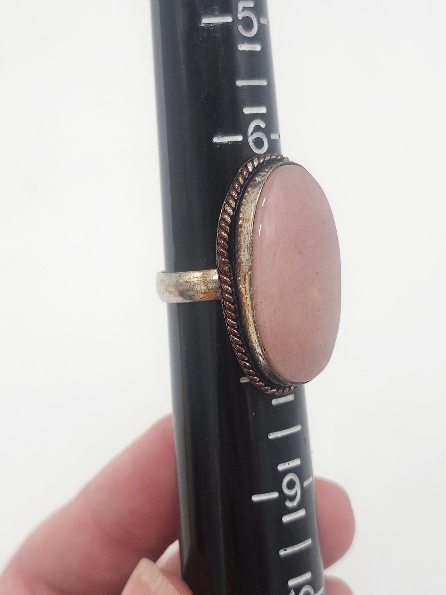 *925* Sterling & Pink Quartz Statement Ring Size 7