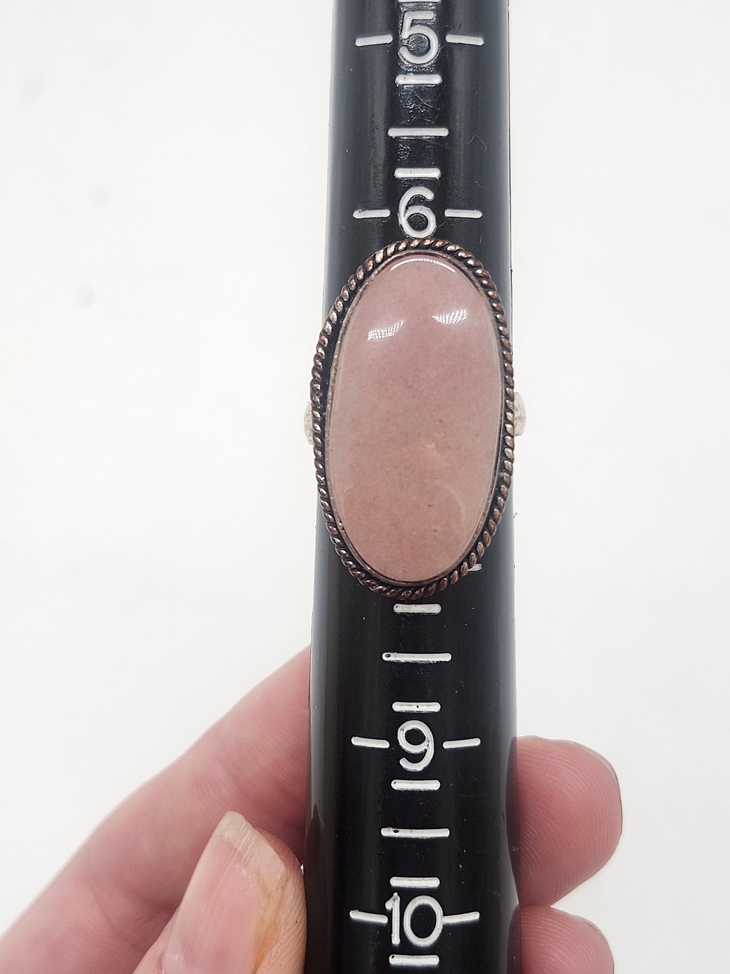 *925* Sterling & Pink Quartz Statement Ring Size 7