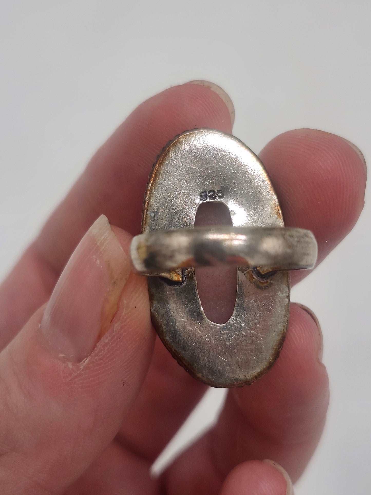 *925* Sterling & Pink Quartz Statement Ring Size 7