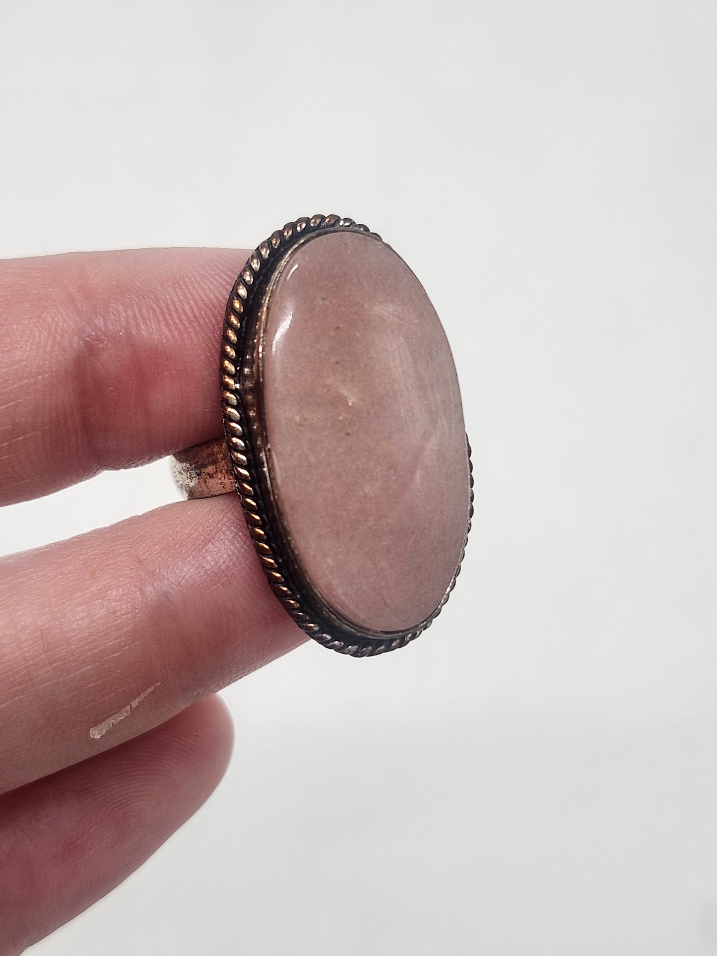 *925* Sterling & Pink Quartz Statement Ring Size 7