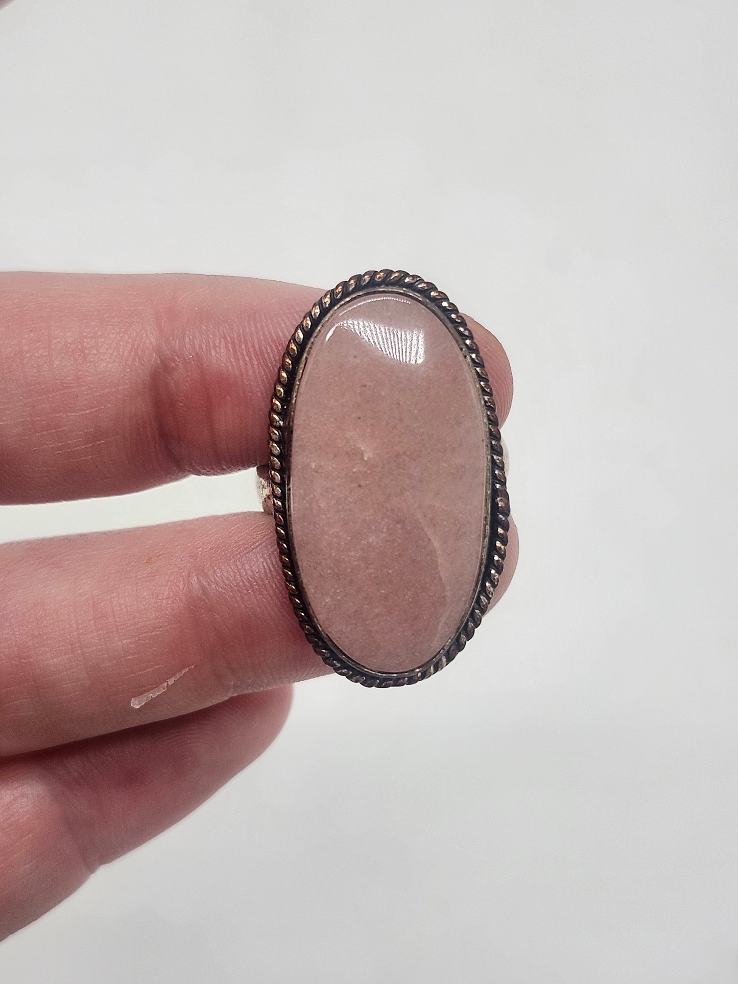 *925* Sterling & Pink Quartz Statement Ring Size 7