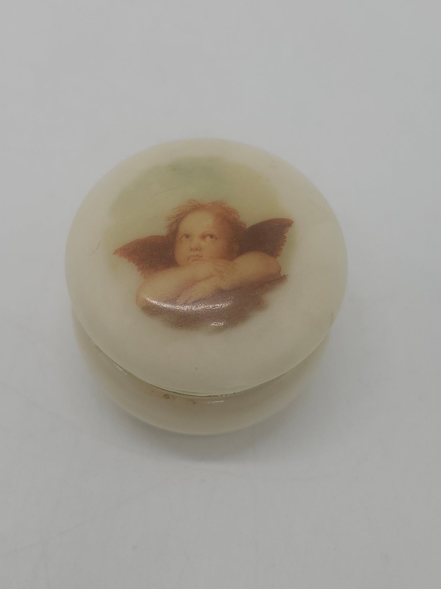 *Genuine Alabaster* Hinged Trinket Box with Cherub