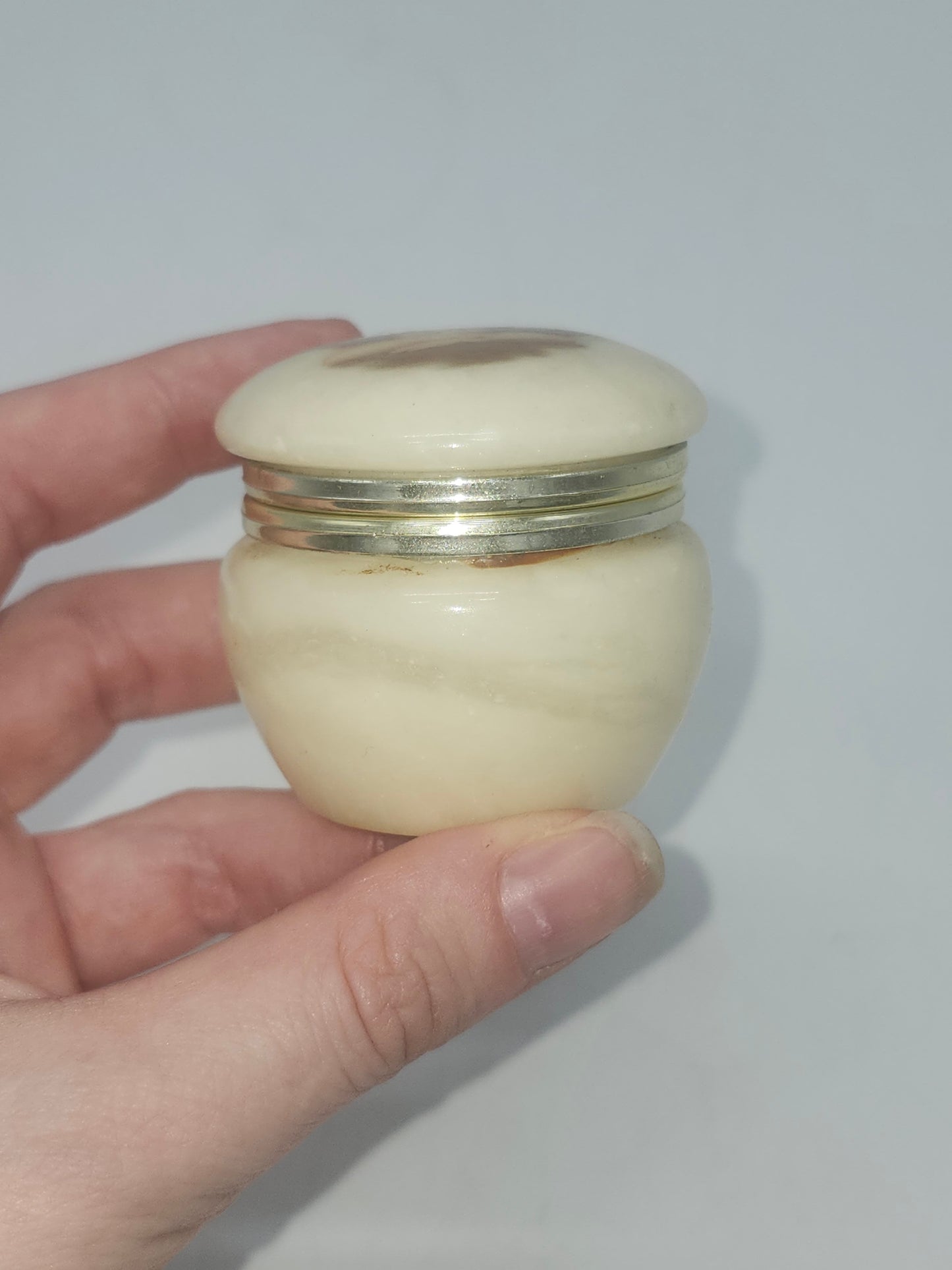 *Genuine Alabaster* Hinged Trinket Box with Cherub