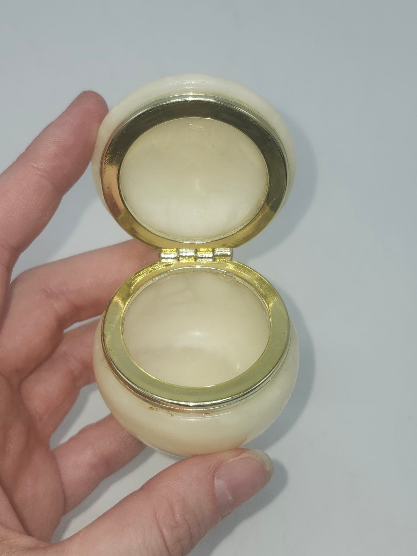 *Genuine Alabaster* Hinged Trinket Box with Cherub