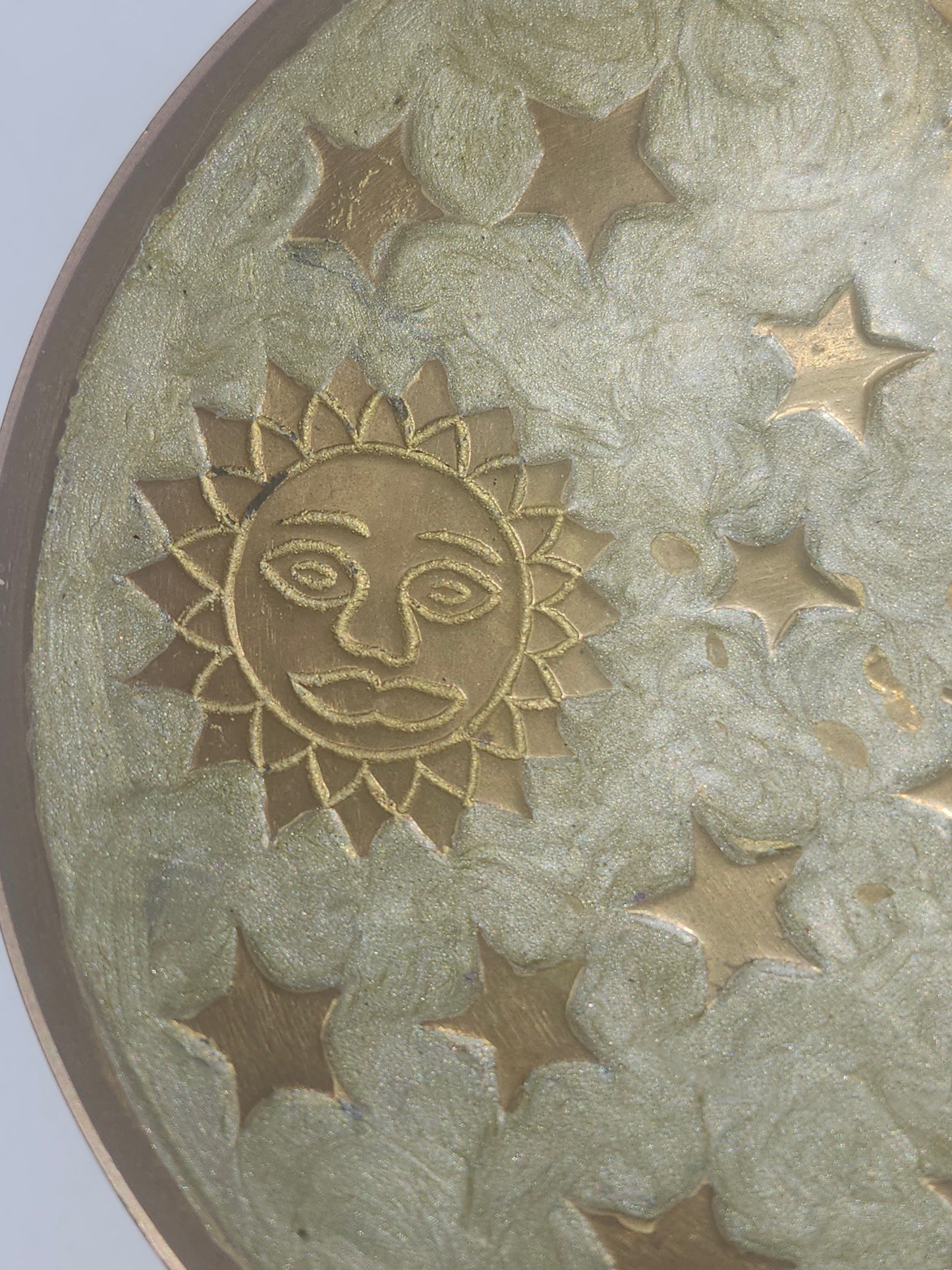 *Brass & Enamel* Celestial Sun, Stars & Moons Trinket Bowl