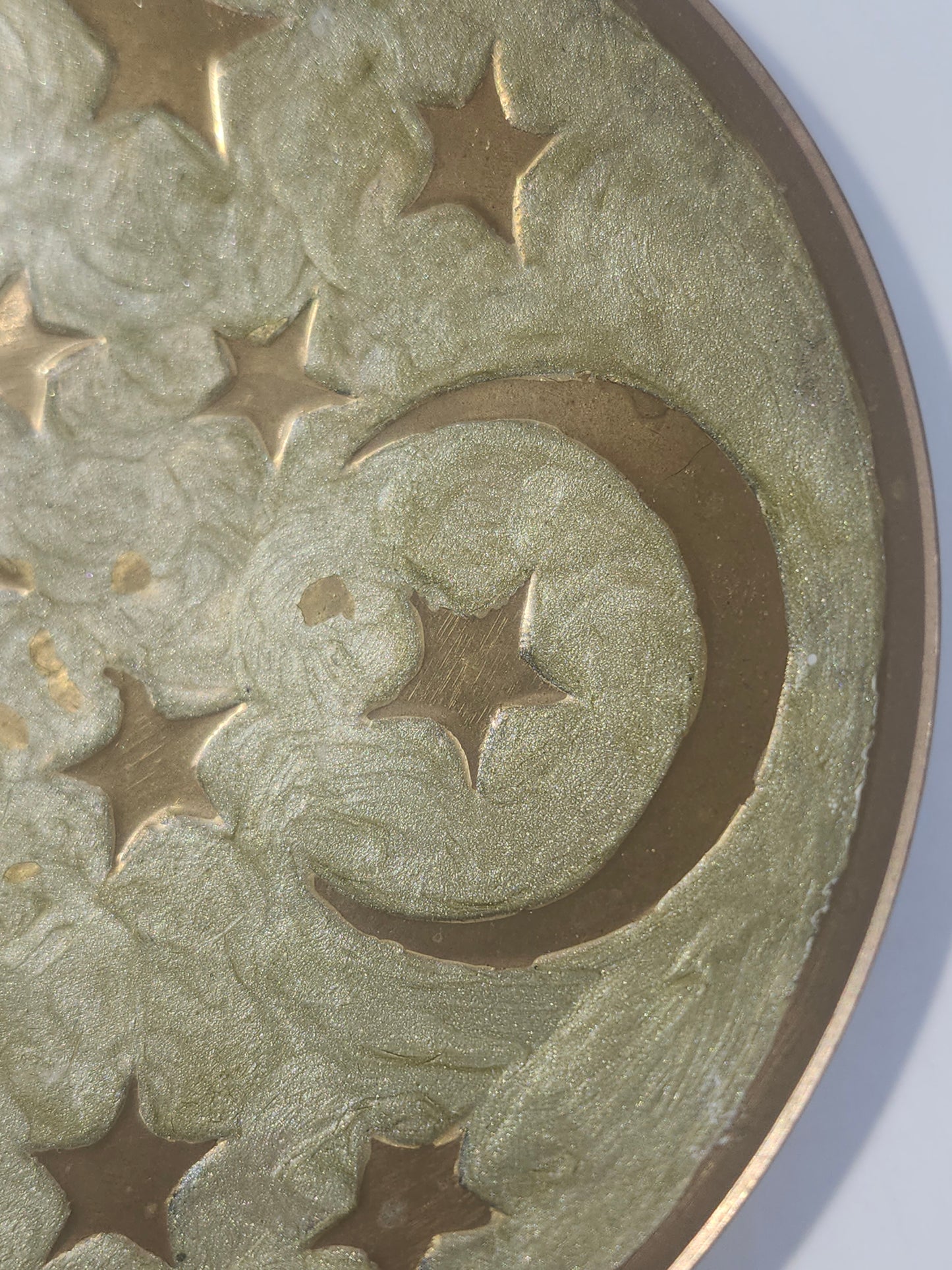 *Brass & Enamel* Celestial Sun, Stars & Moons Trinket Bowl