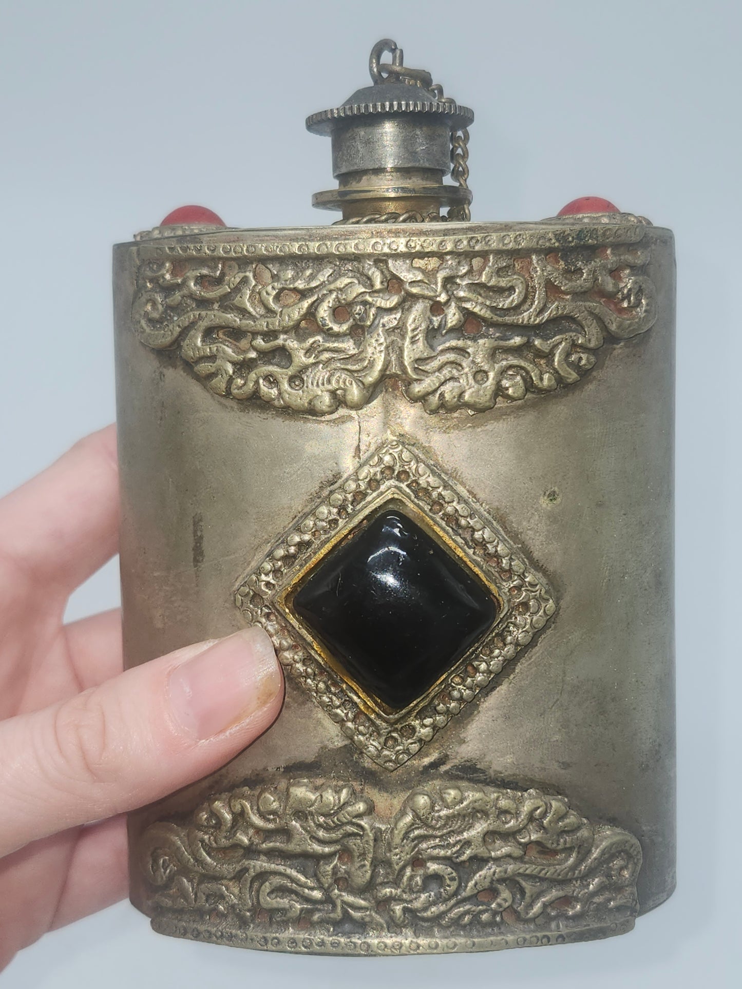 *Antique* Asian Hip Flask Tibetan Altar Vase