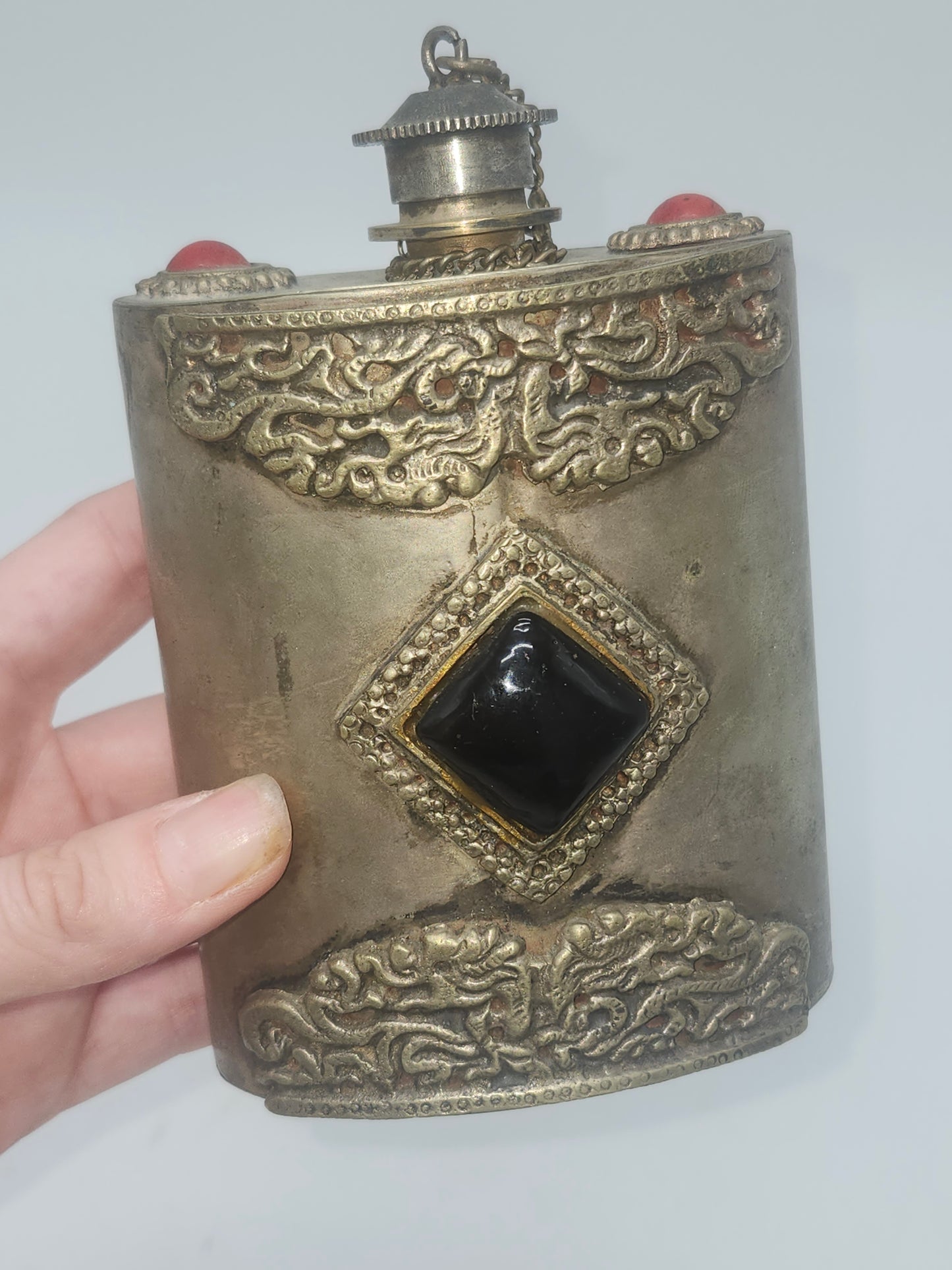 *Antique* Asian Hip Flask Tibetan Altar Vase