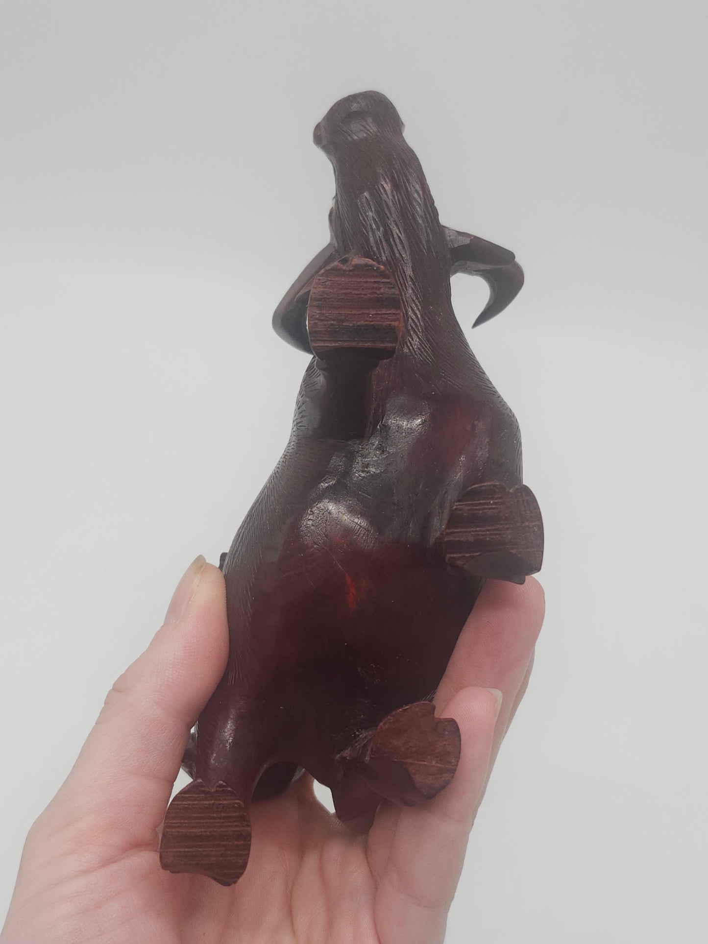 *Antique Chinese* Hand-Carved Rosewood Ox & Farmer Figurine