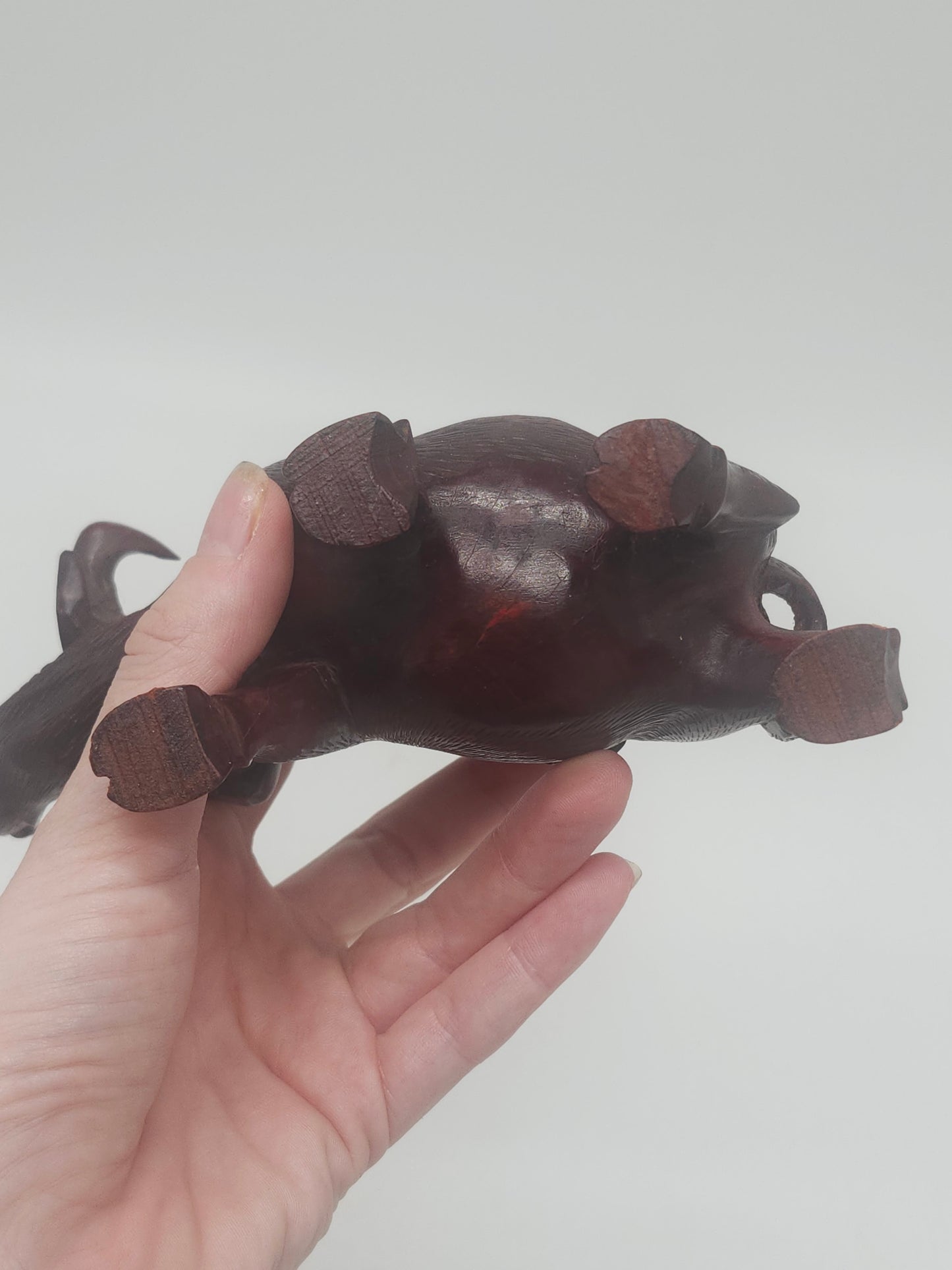 *Antique Chinese* Hand-Carved Rosewood Ox & Farmer Figurine
