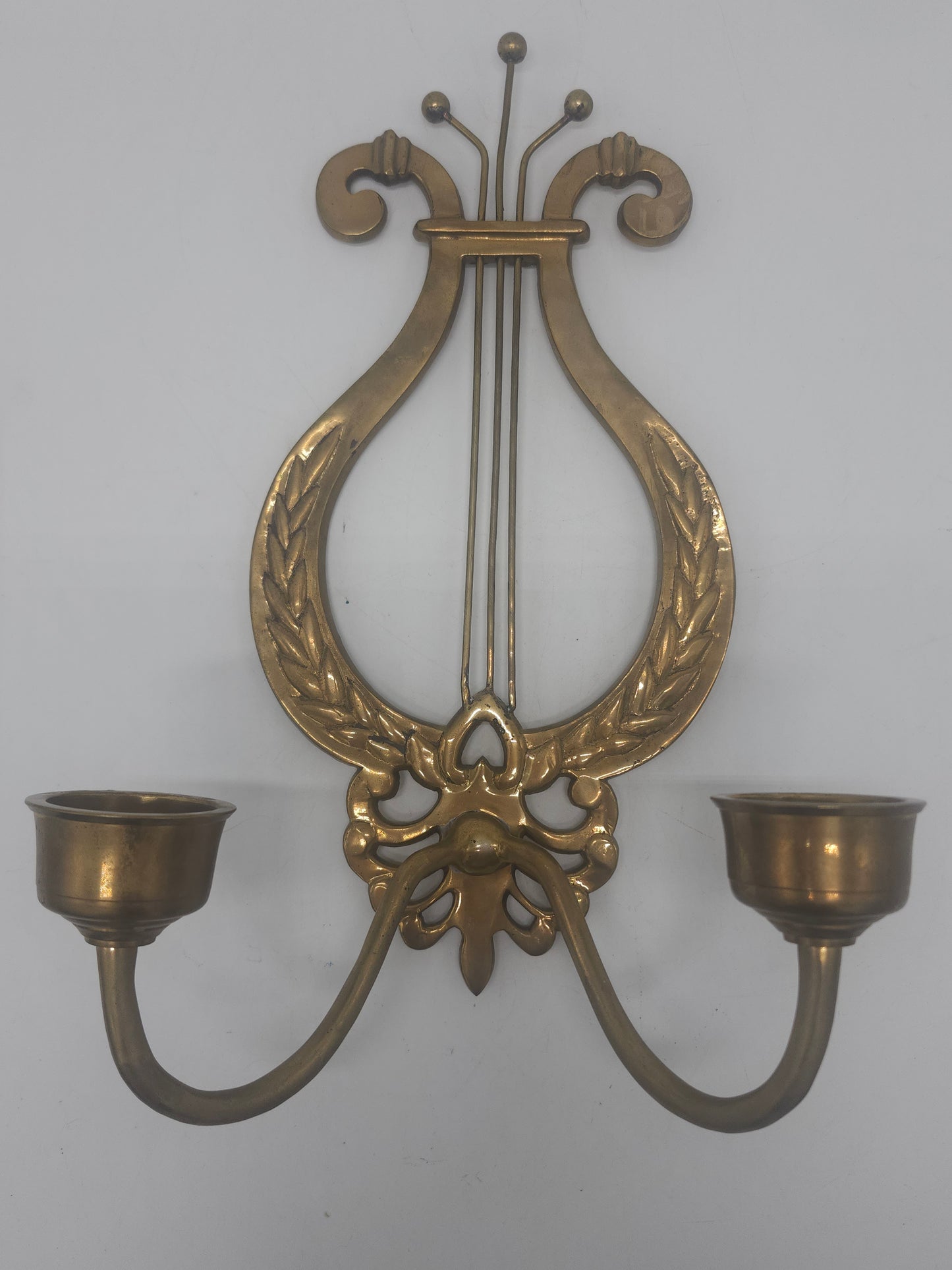 *Brass* Vintage Lyre Harp Sconces Set of 2