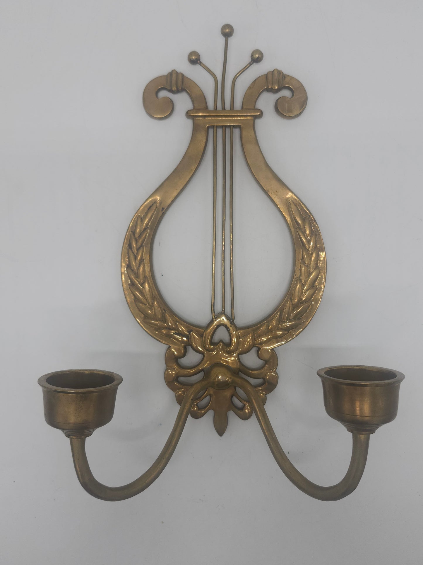 *Brass* Vintage Lyre Harp Sconces Set of 2