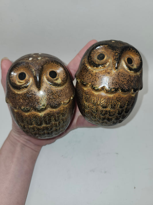 *MCM* Ceramic Owl Salt & Pepper Shaker Set