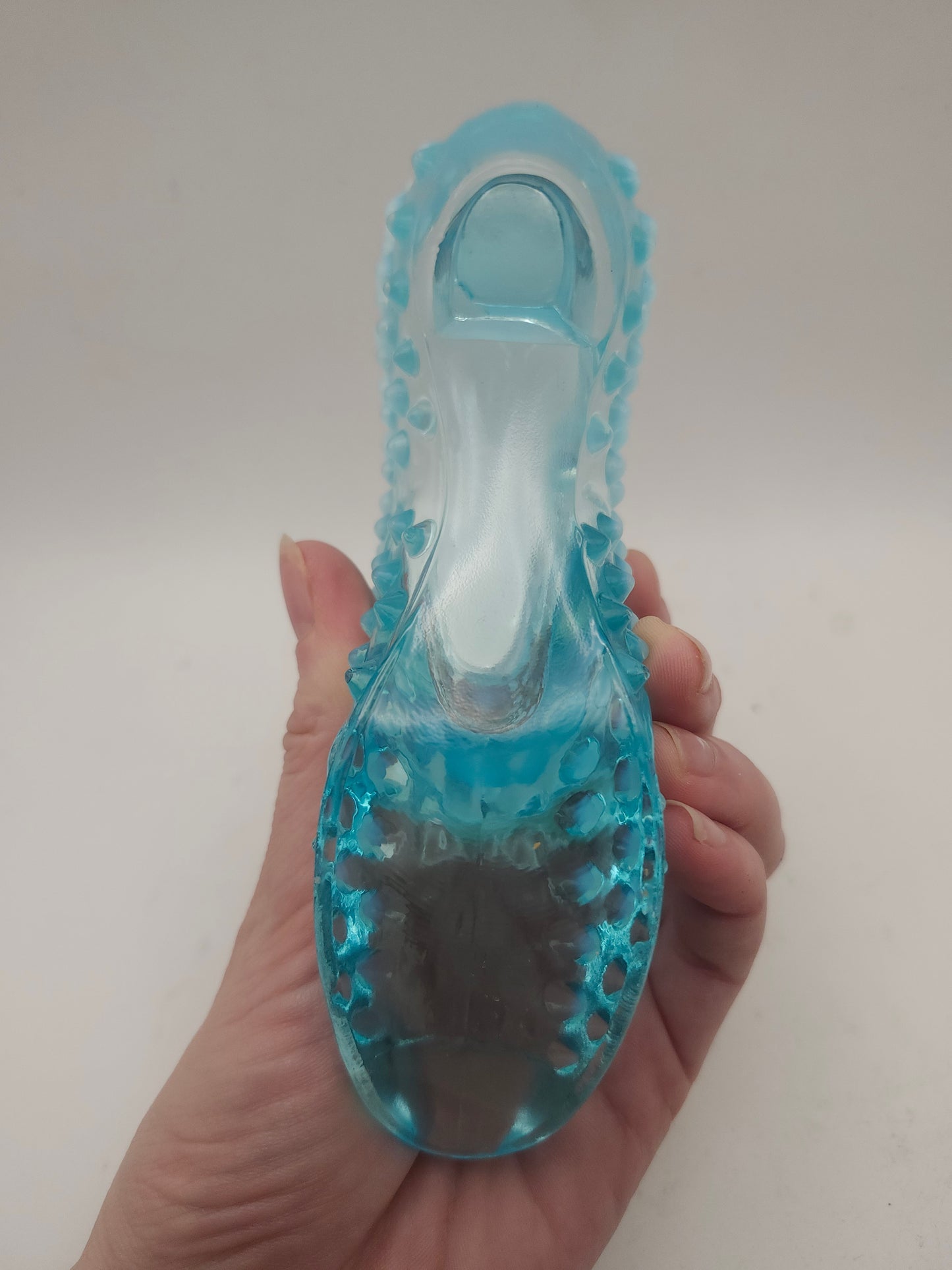 *Fenton* Blue Opalescent Glass Slipper