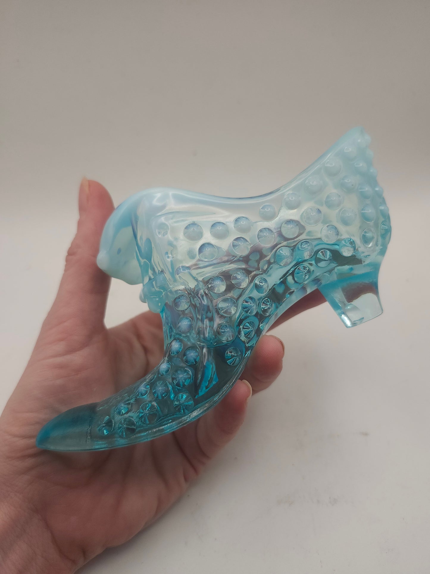 *Fenton* Blue Opalescent Glass Slipper