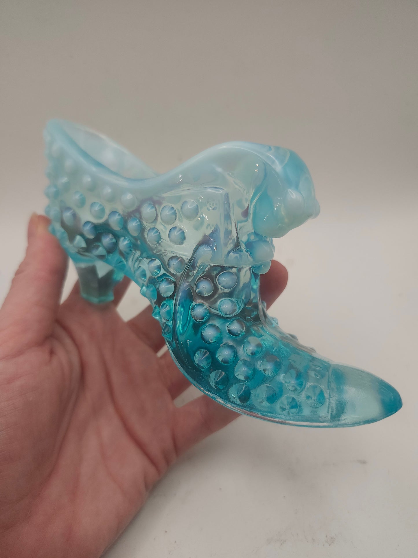 *Fenton* Blue Opalescent Glass Slipper