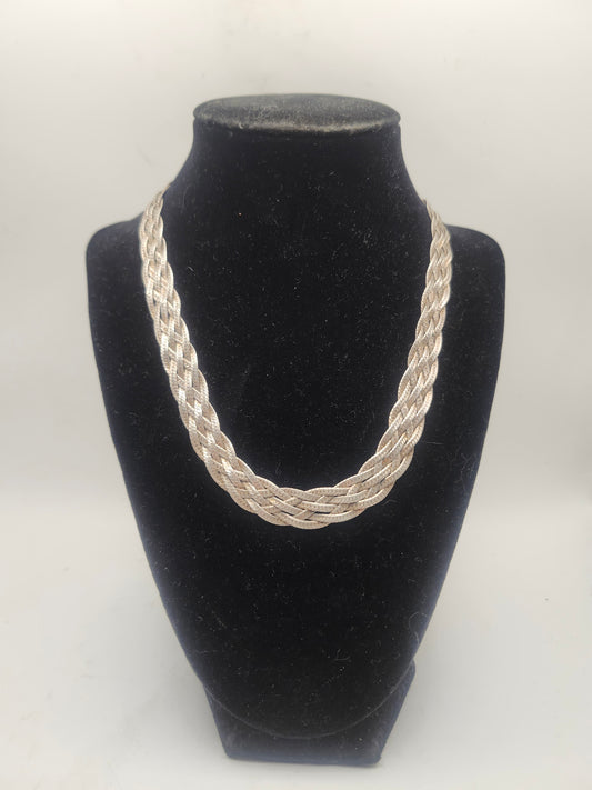 *925* Sterling Taxco, Mexican Braided Statement Necklace By Margarito Ocampo