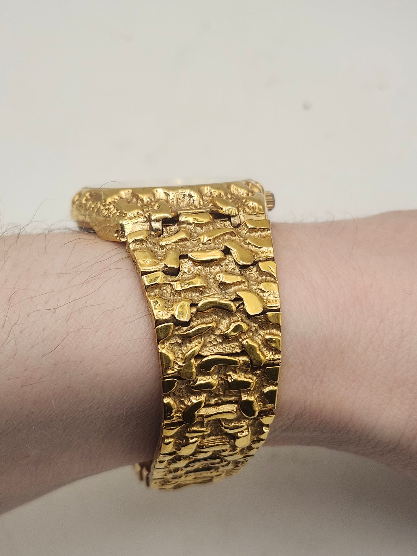*14K Yellow Gold-Plated* Diamond Precision Gruen Gold Nugget Watch