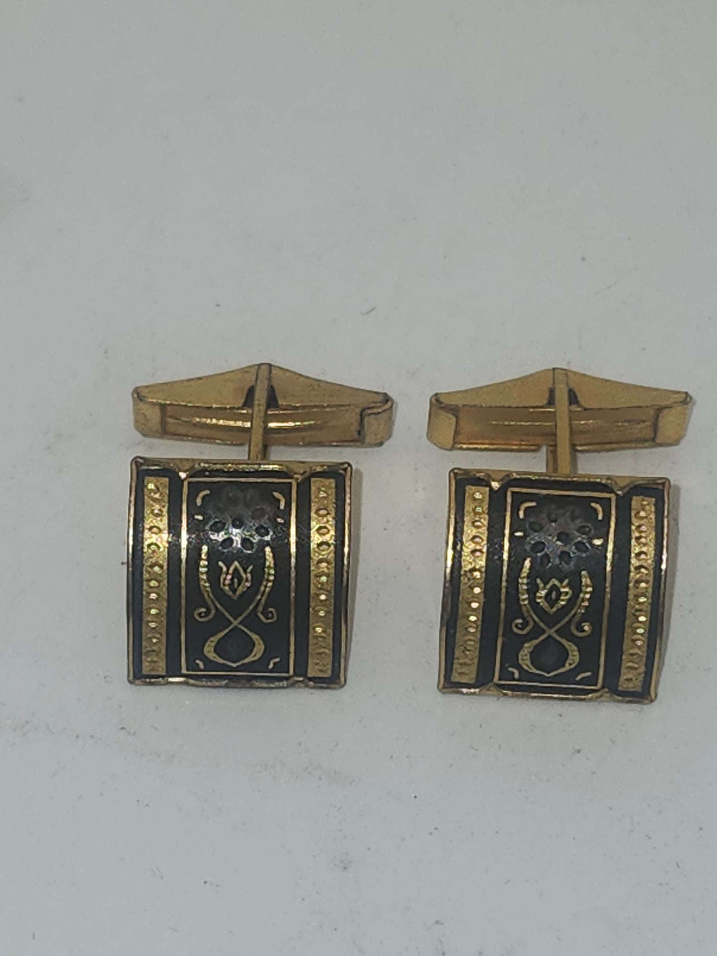 *22K* Gold & Sterling Inlaid Damascene Cuff Links
