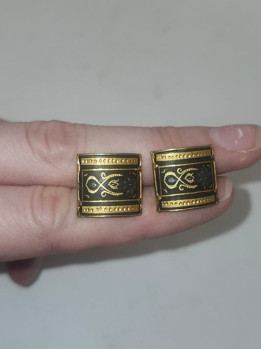 *22K* Gold & Sterling Inlaid Damascene Cuff Links