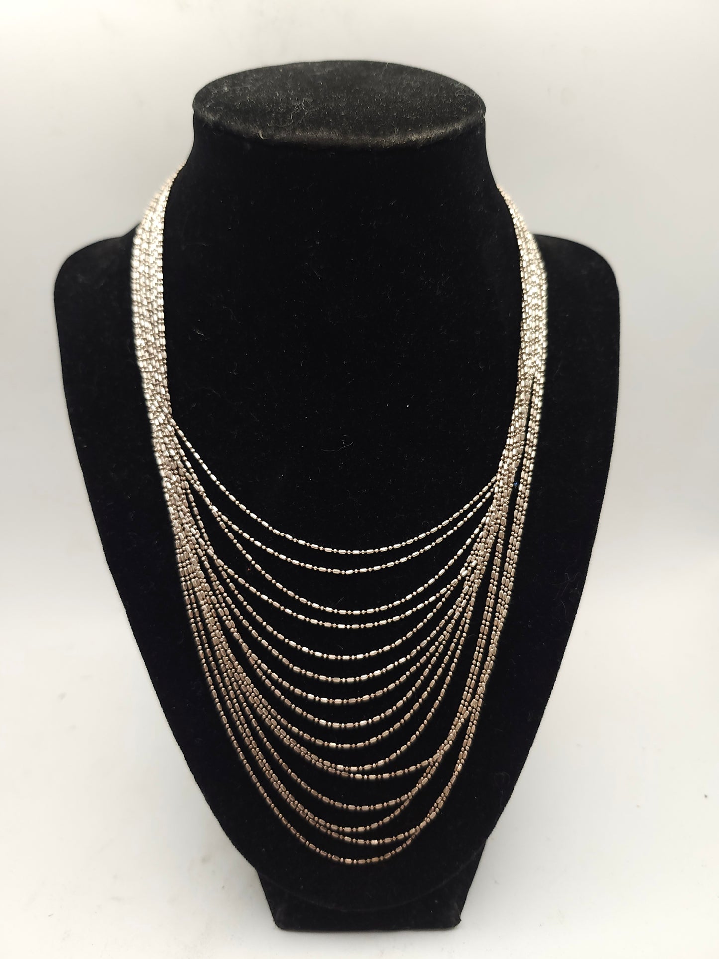 -925- Sterling Multi-Strand Chain Statement Necklace