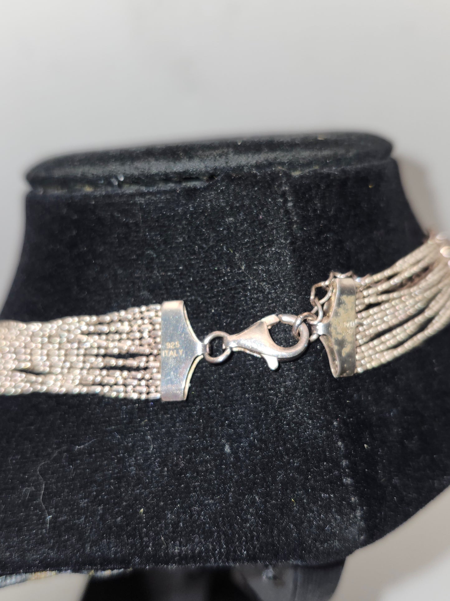-925- Sterling Multi-Strand Chain Statement Necklace