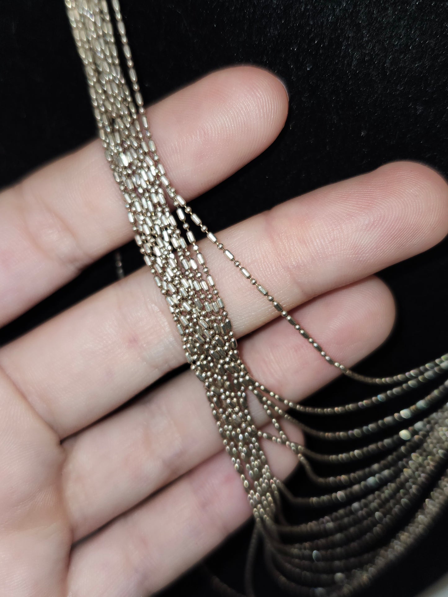 -925- Sterling Multi-Strand Chain Statement Necklace