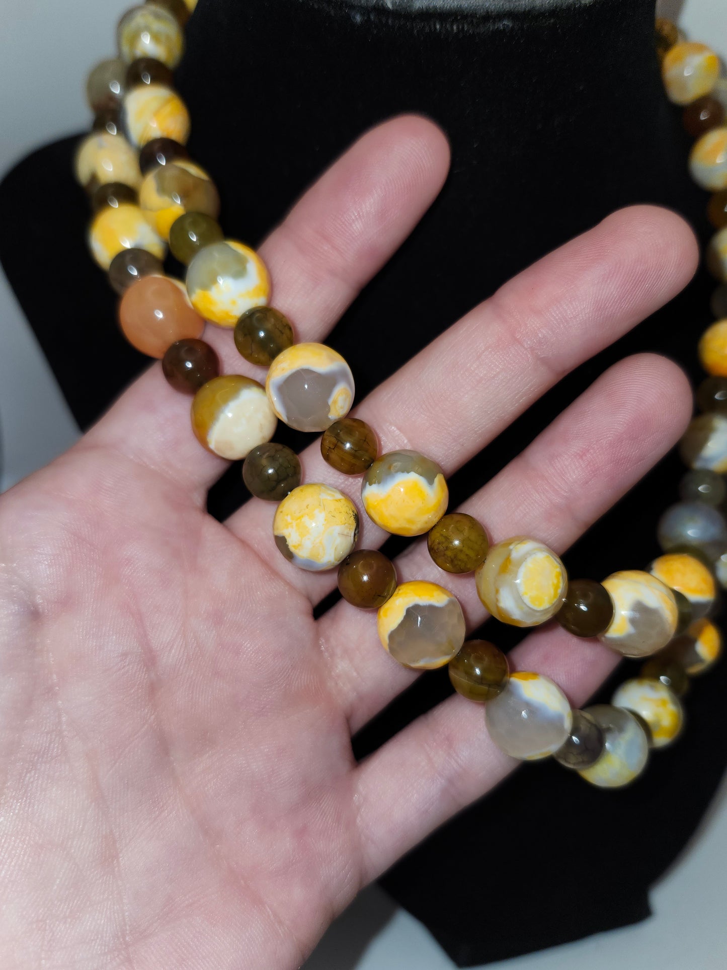 -925- Sterling & Faceted Gemstone Large Beaded Statement Necklace