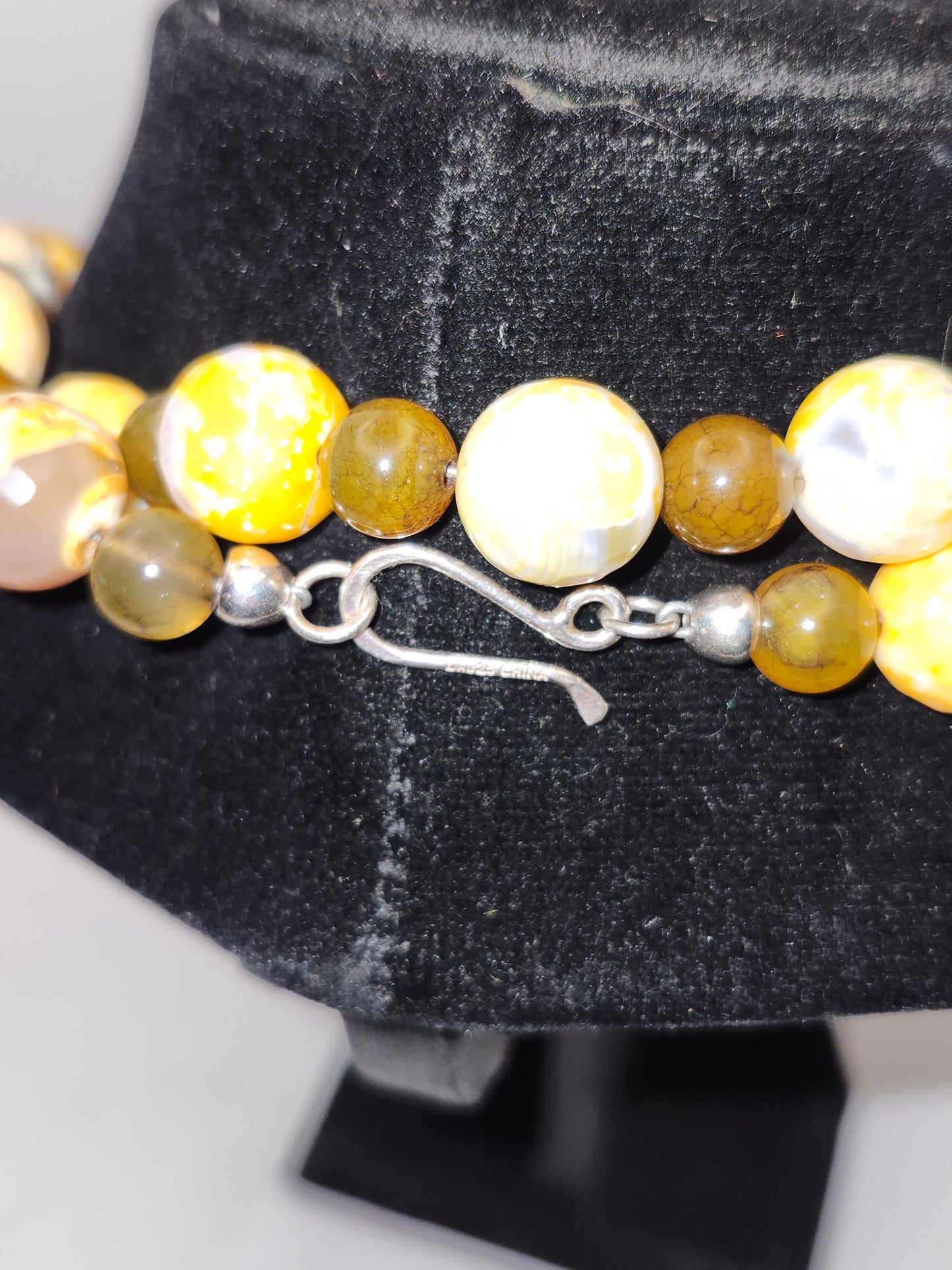 -925- Sterling & Faceted Gemstone Large Beaded Statement Necklace